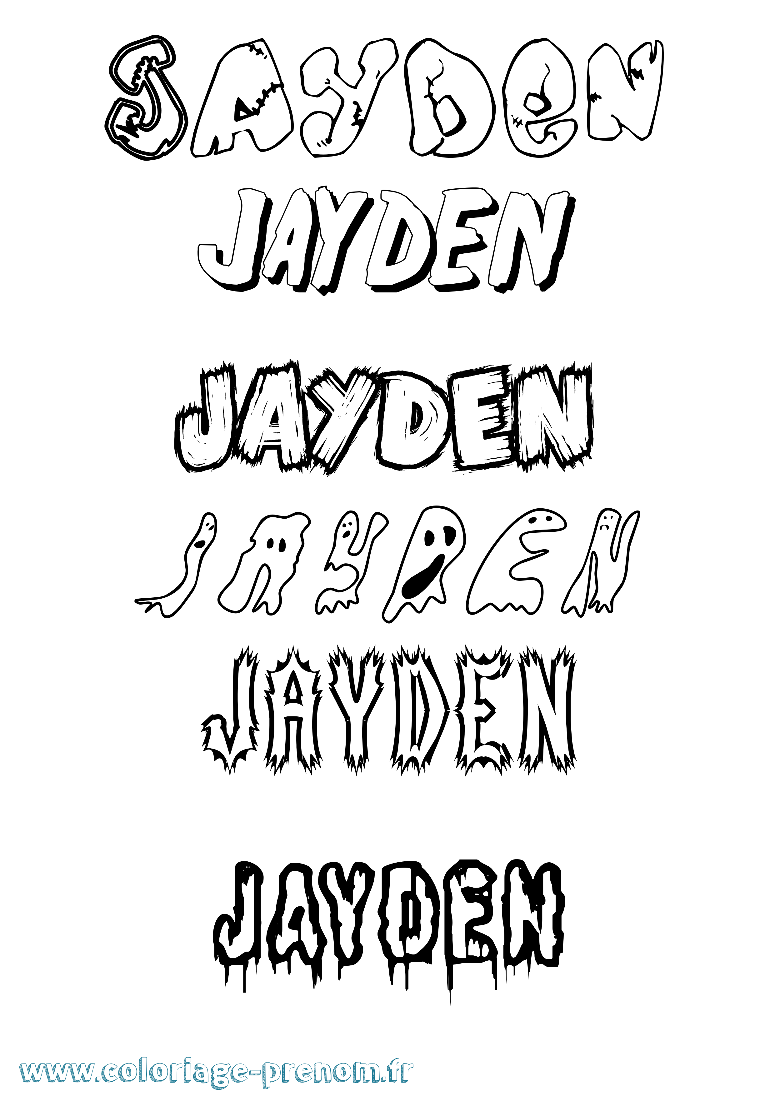 Coloriage prénom Jayden Frisson