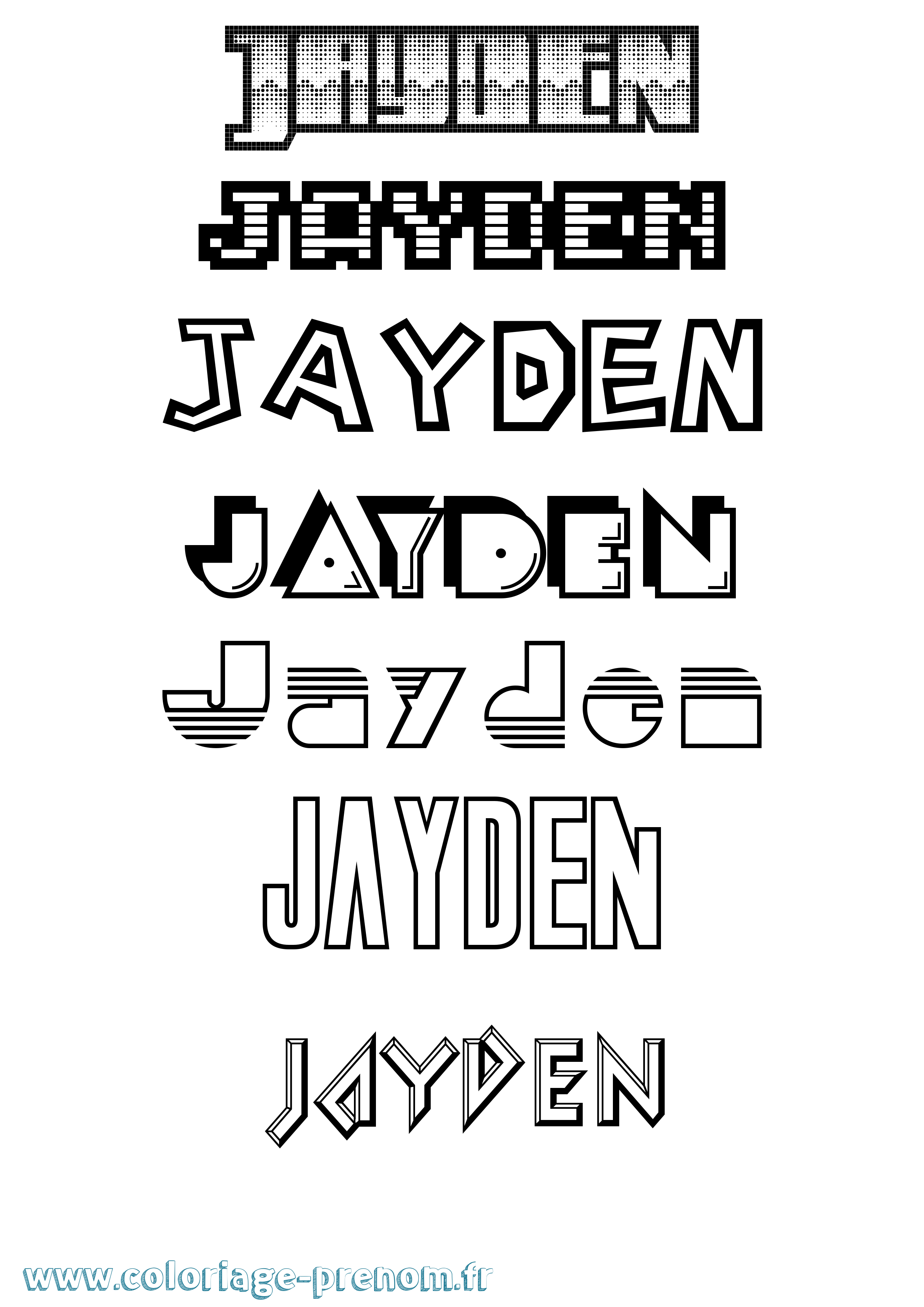 Coloriage prénom Jayden Jeux Vidéos