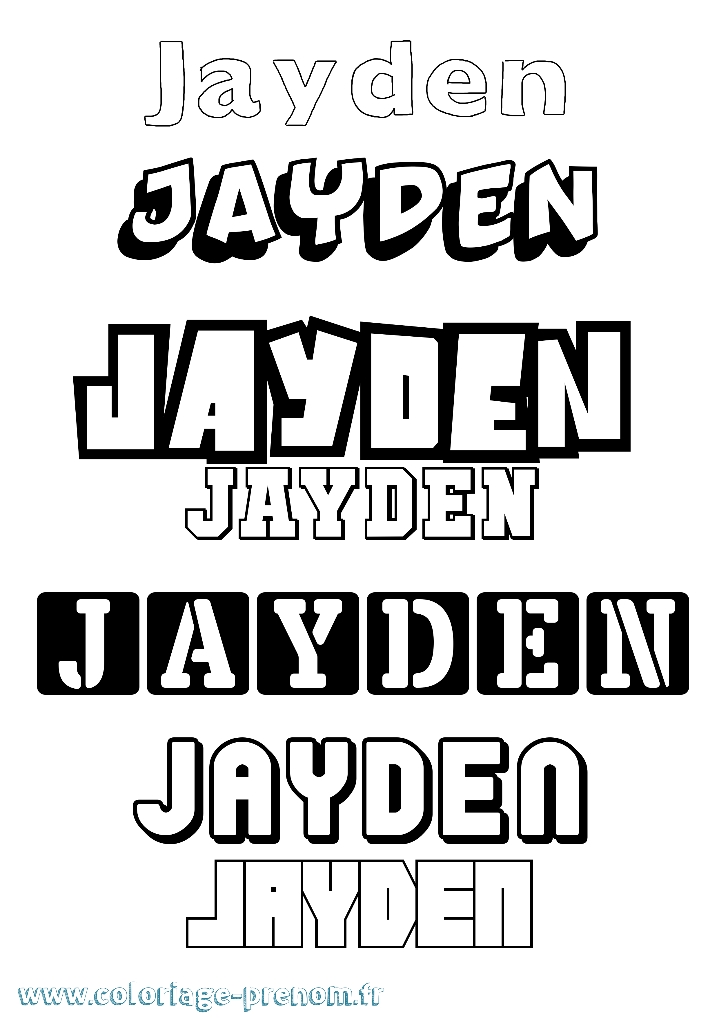Coloriage prénom Jayden Simple