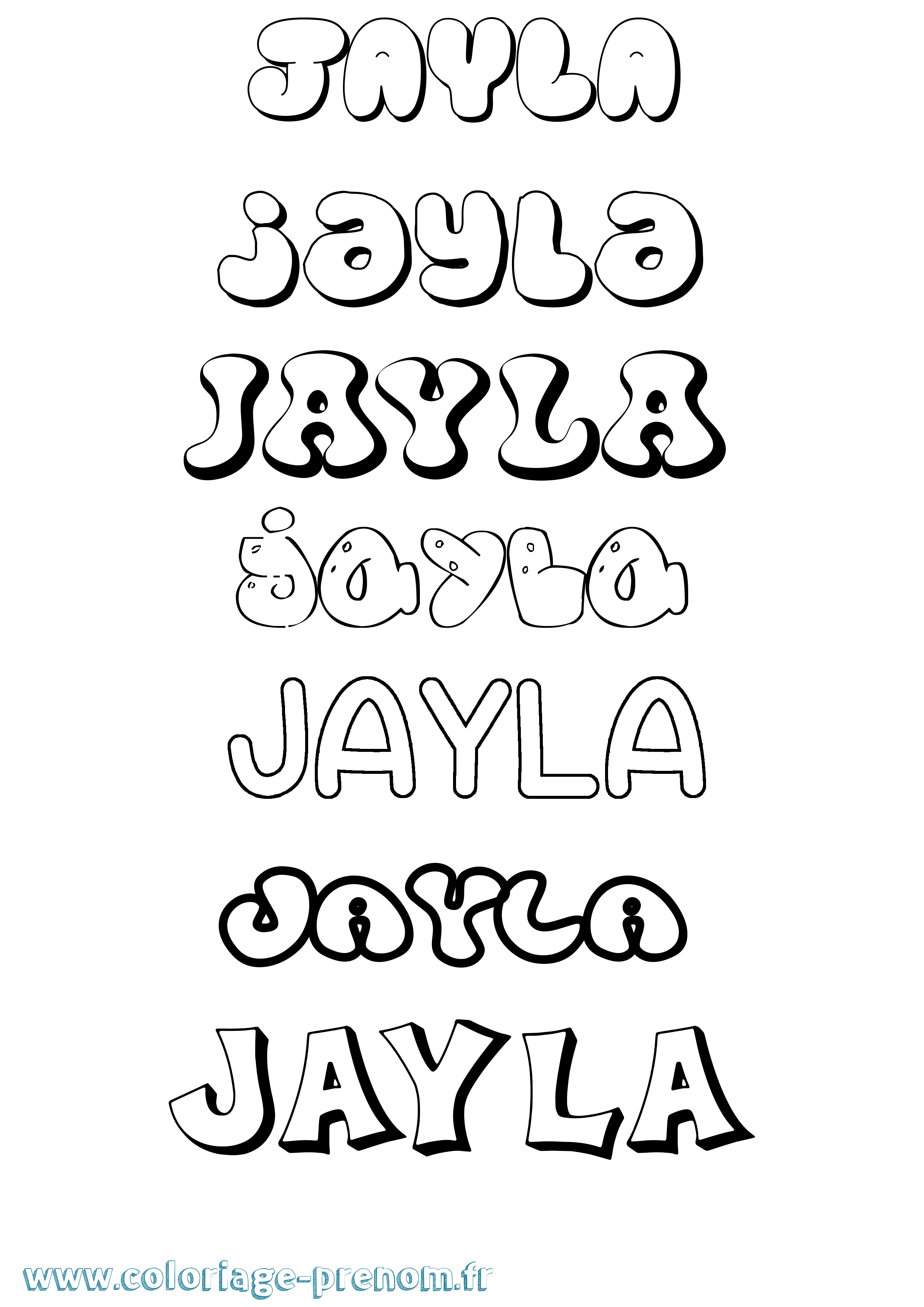 Coloriage prénom Jayla Bubble