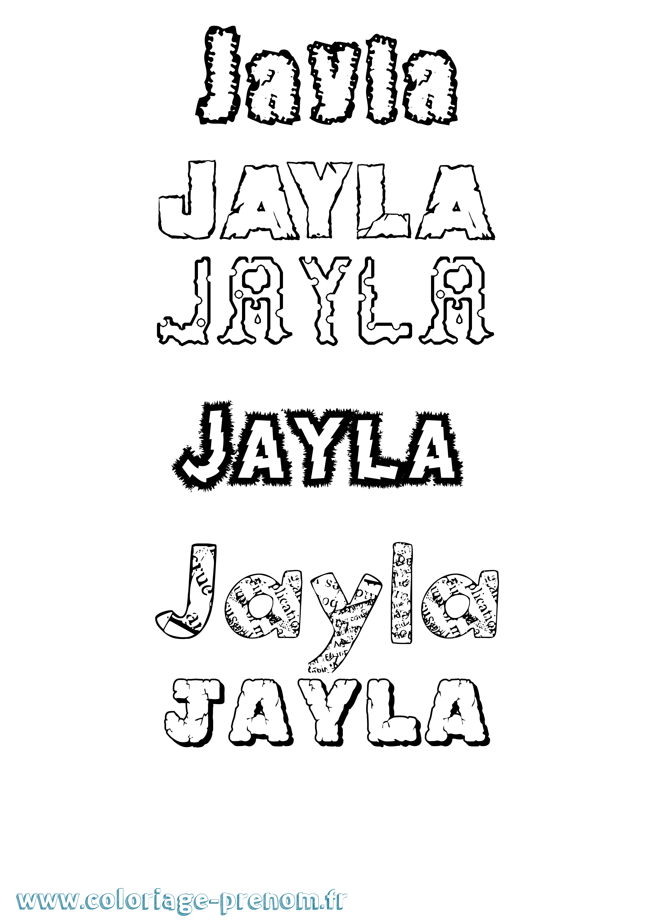 Coloriage prénom Jayla Destructuré