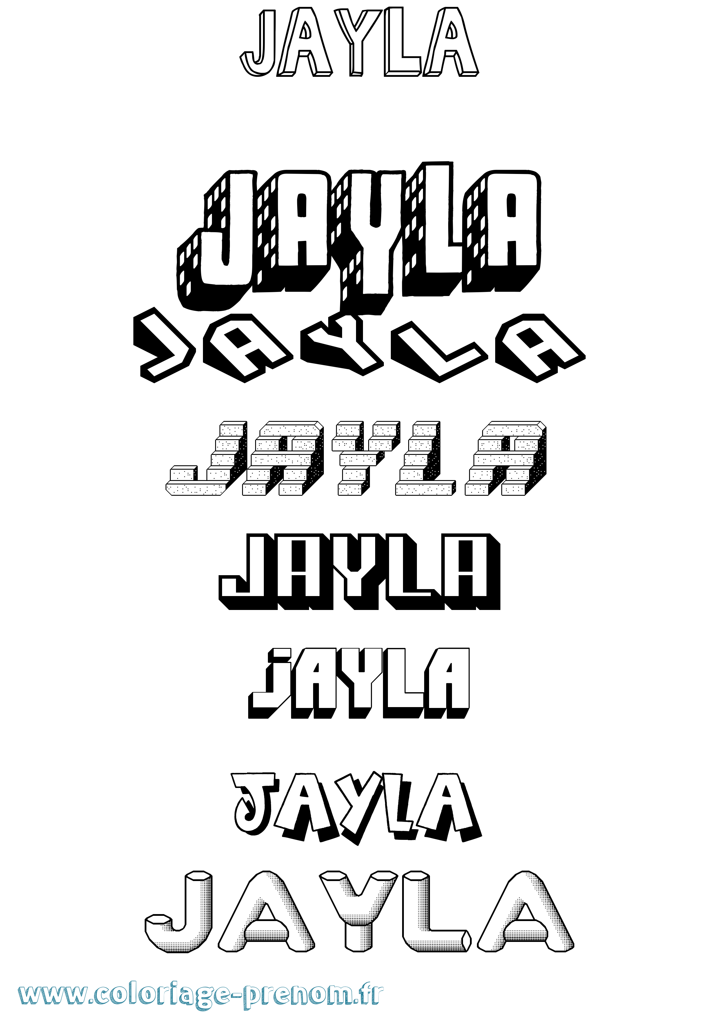 Coloriage prénom Jayla Effet 3D