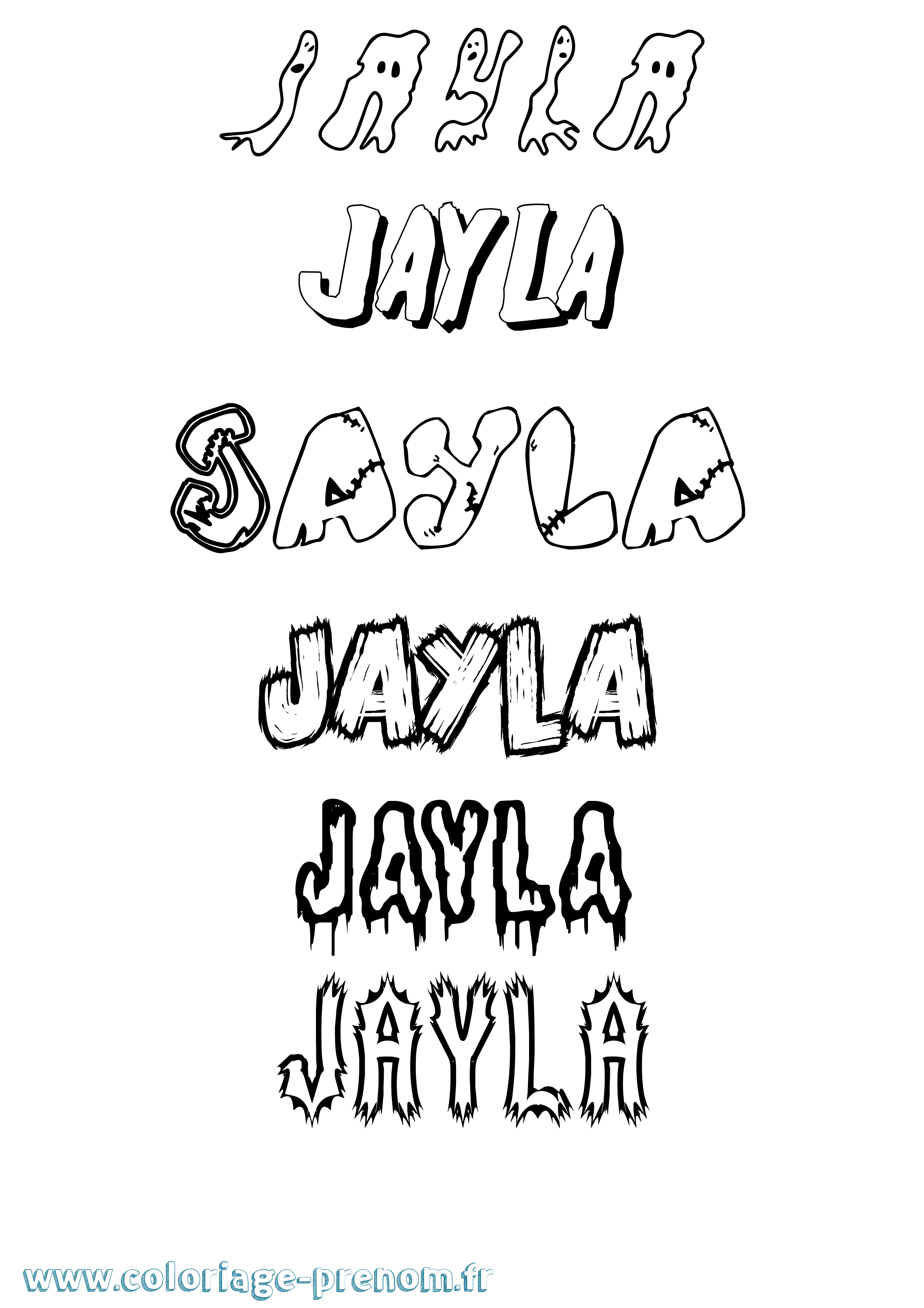 Coloriage prénom Jayla Frisson