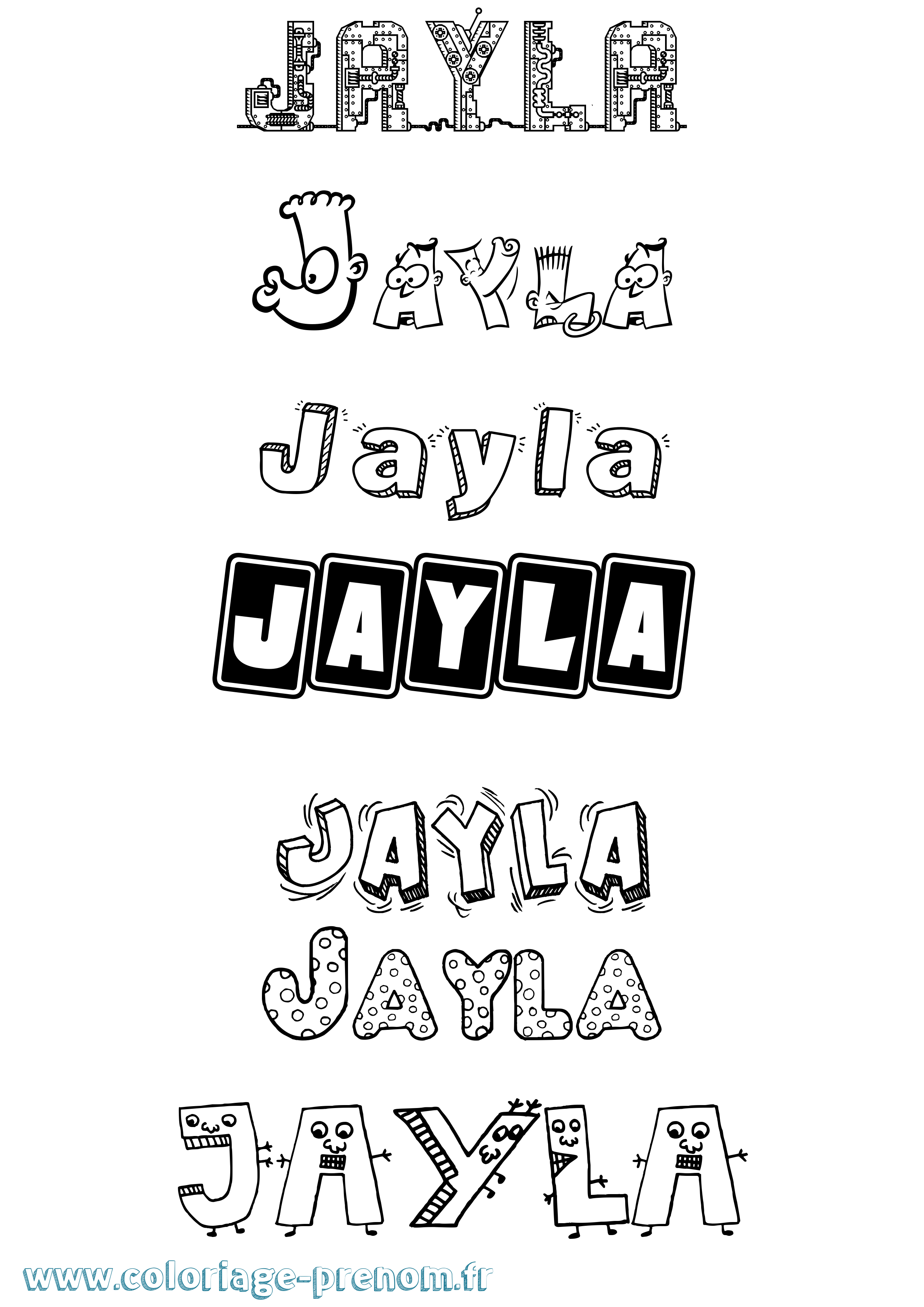 Coloriage prénom Jayla Fun