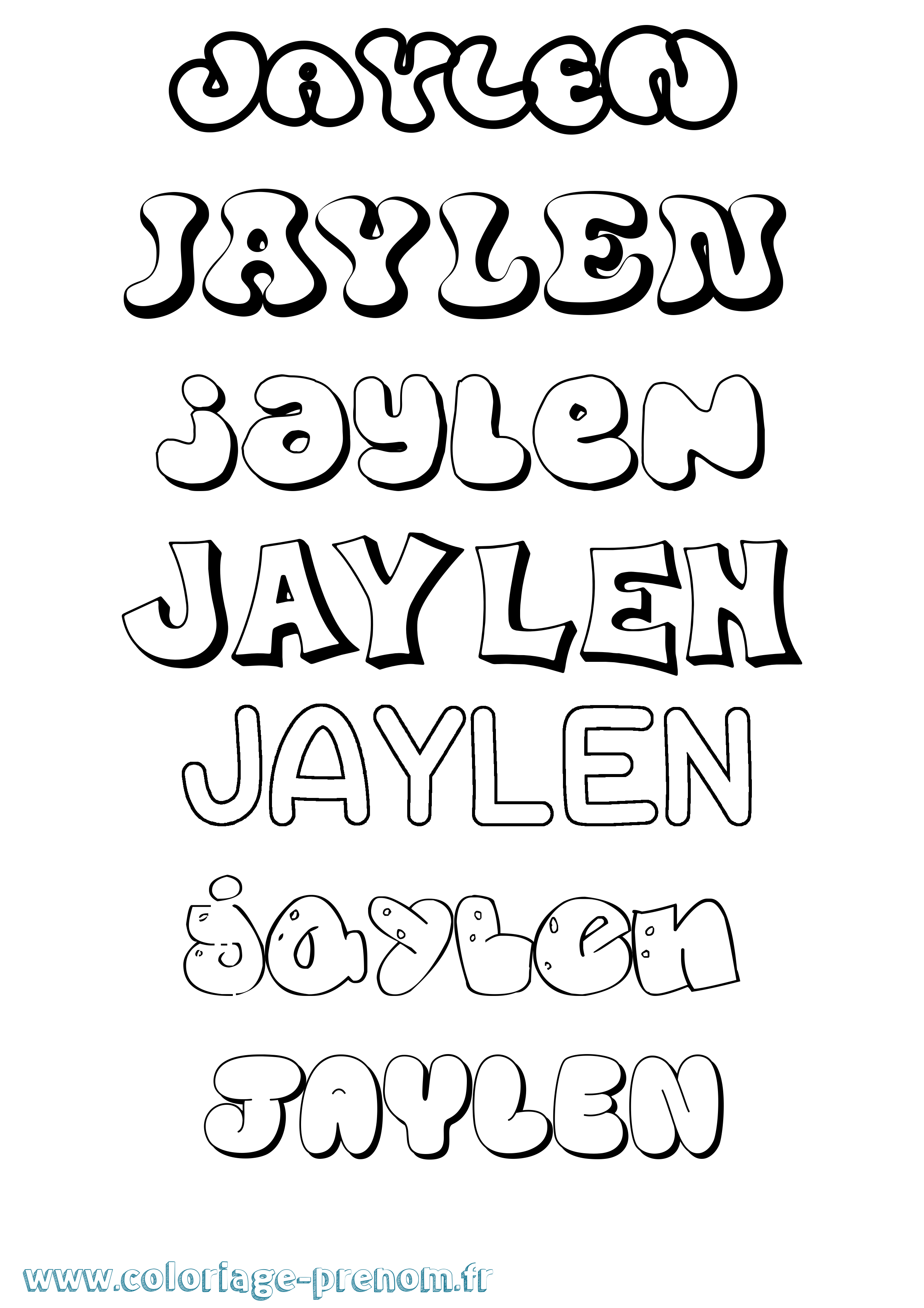 Coloriage prénom Jaylen Bubble