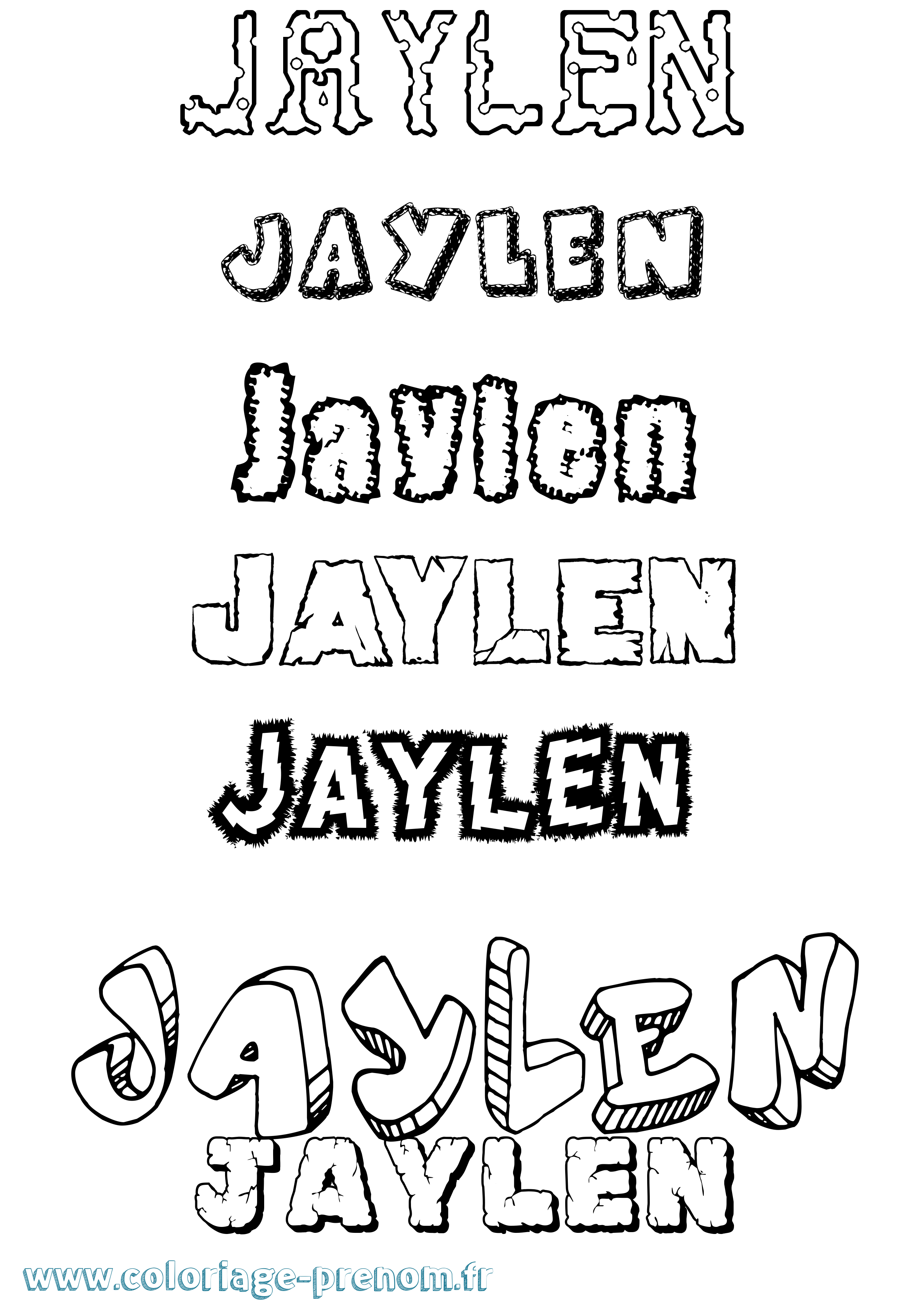 Coloriage prénom Jaylen Destructuré