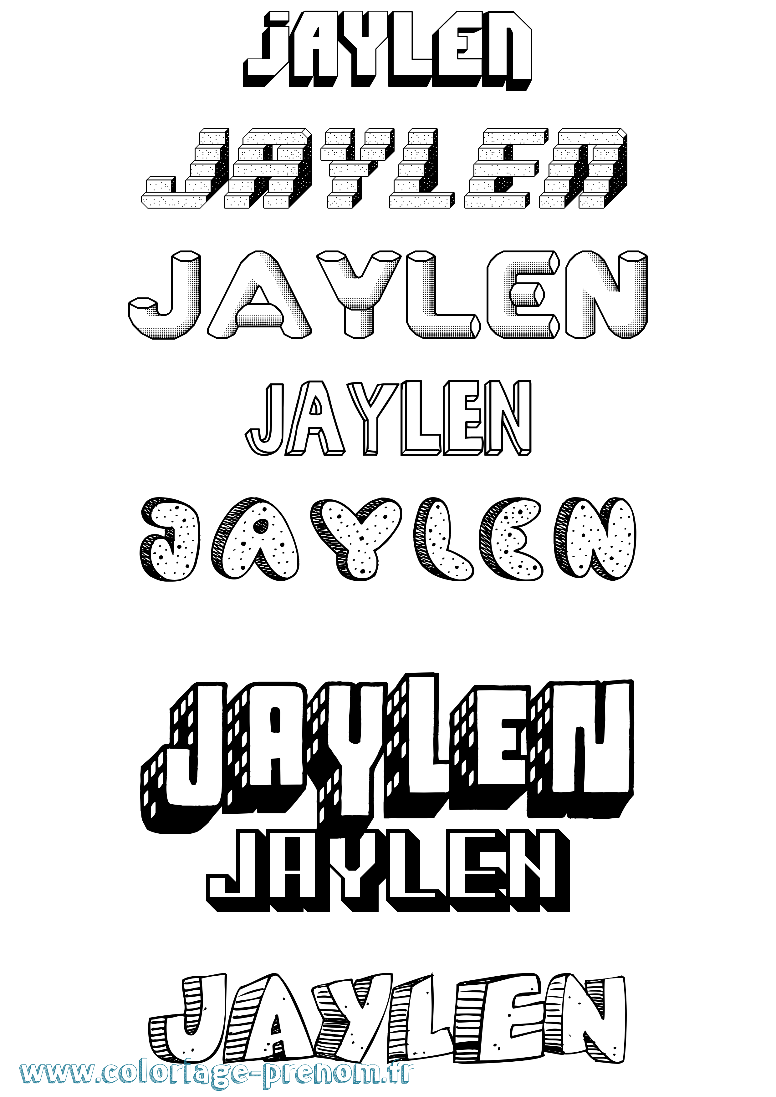 Coloriage prénom Jaylen Effet 3D