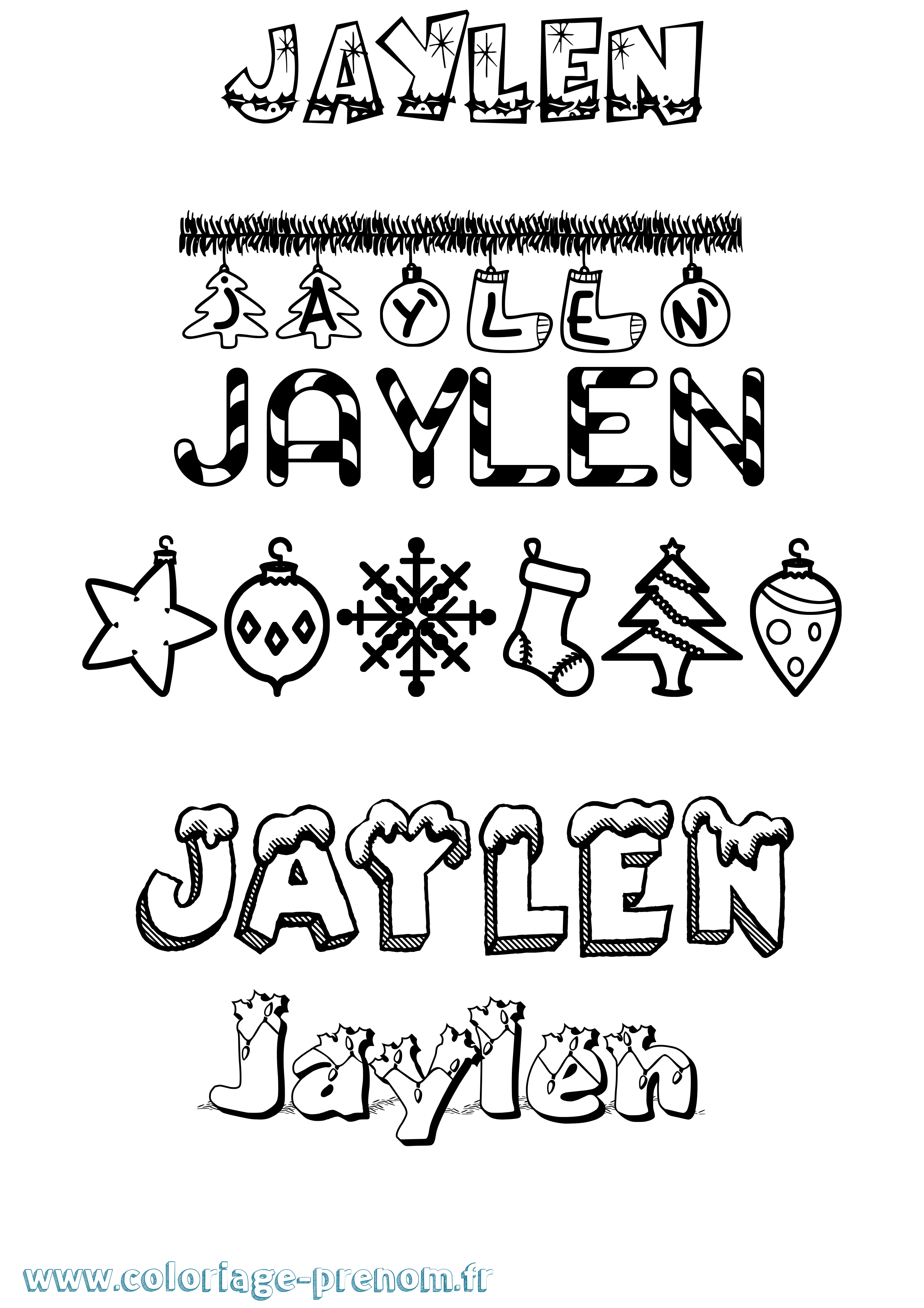 Coloriage prénom Jaylen Noël