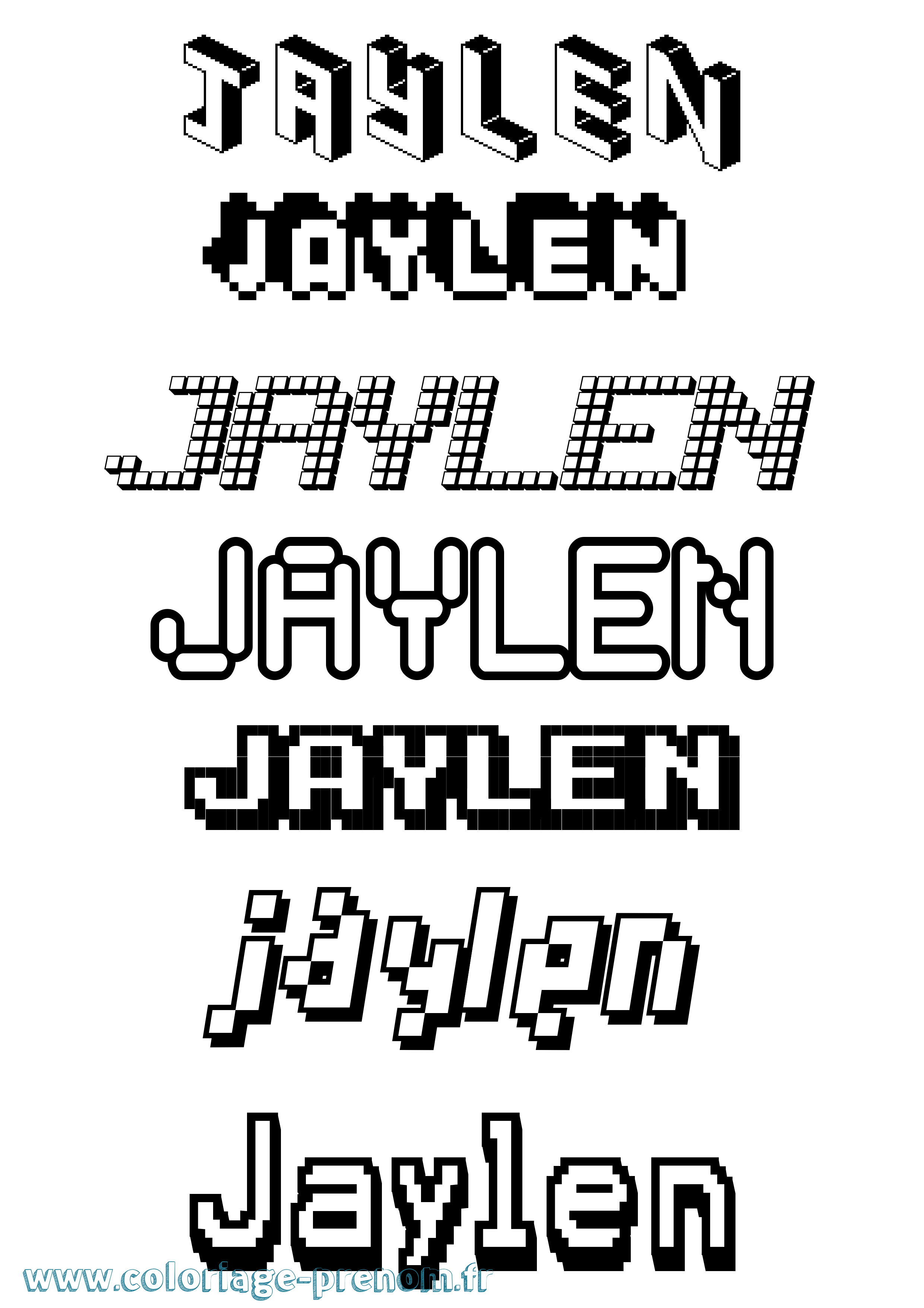 Coloriage prénom Jaylen Pixel