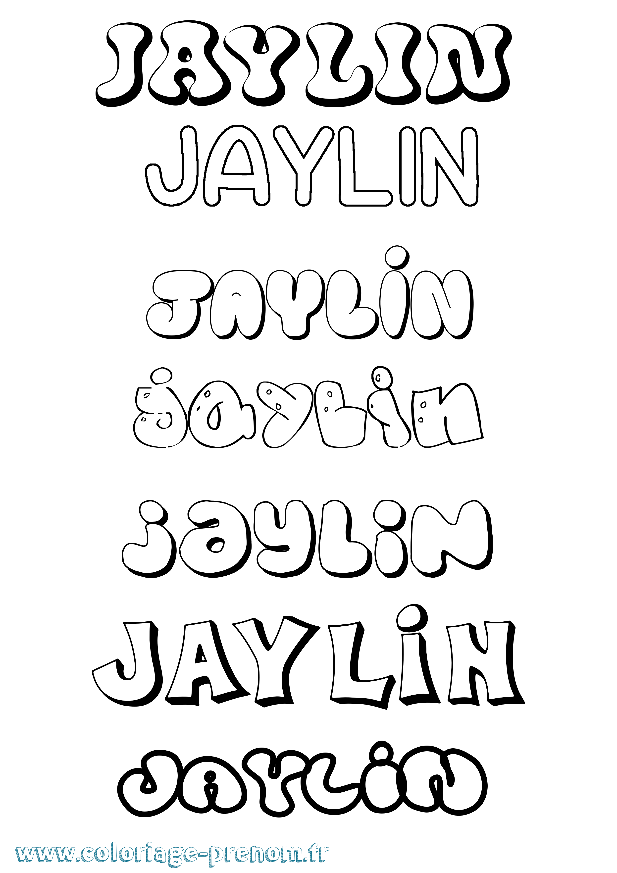 Coloriage prénom Jaylin Bubble