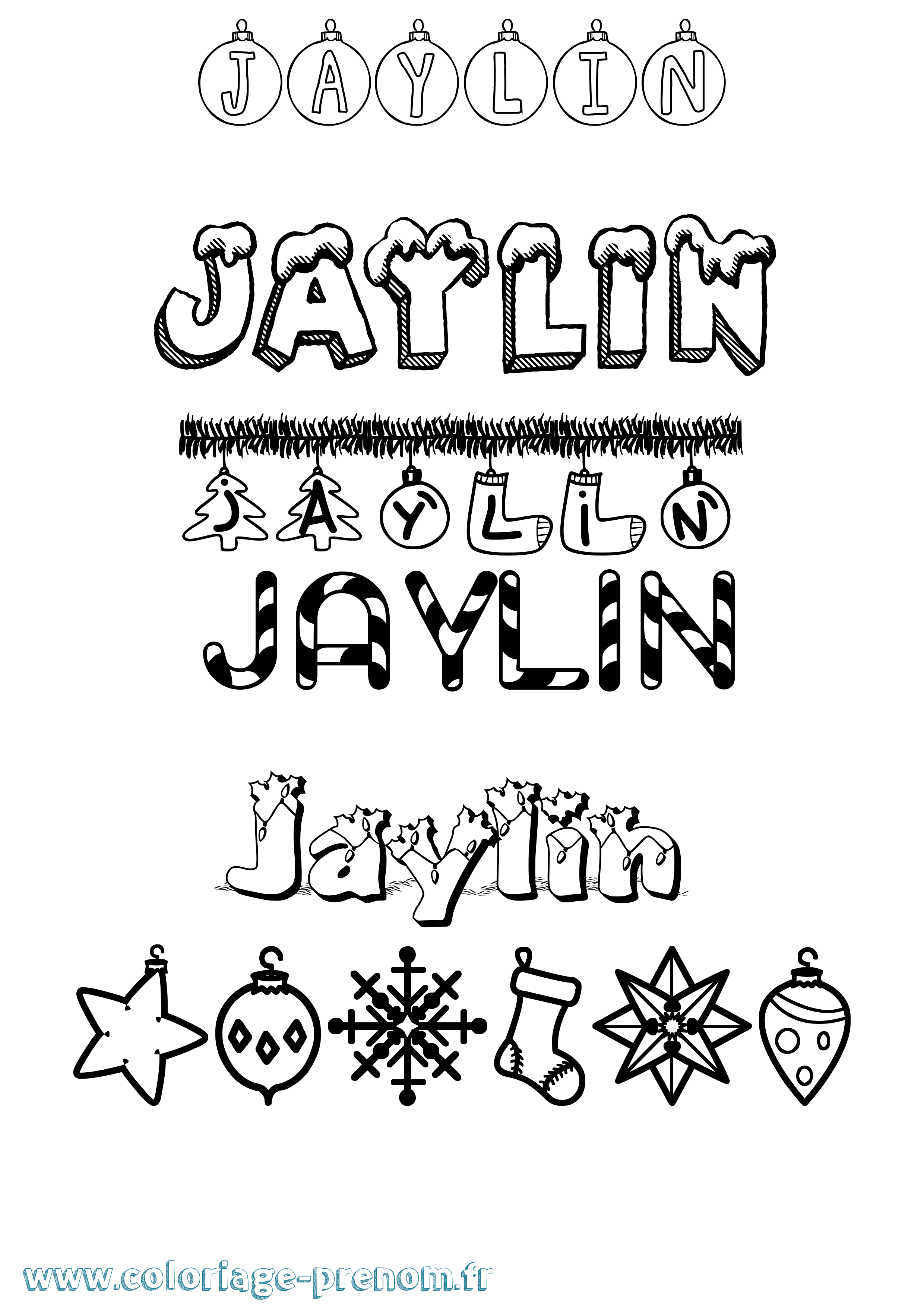 Coloriage prénom Jaylin Noël