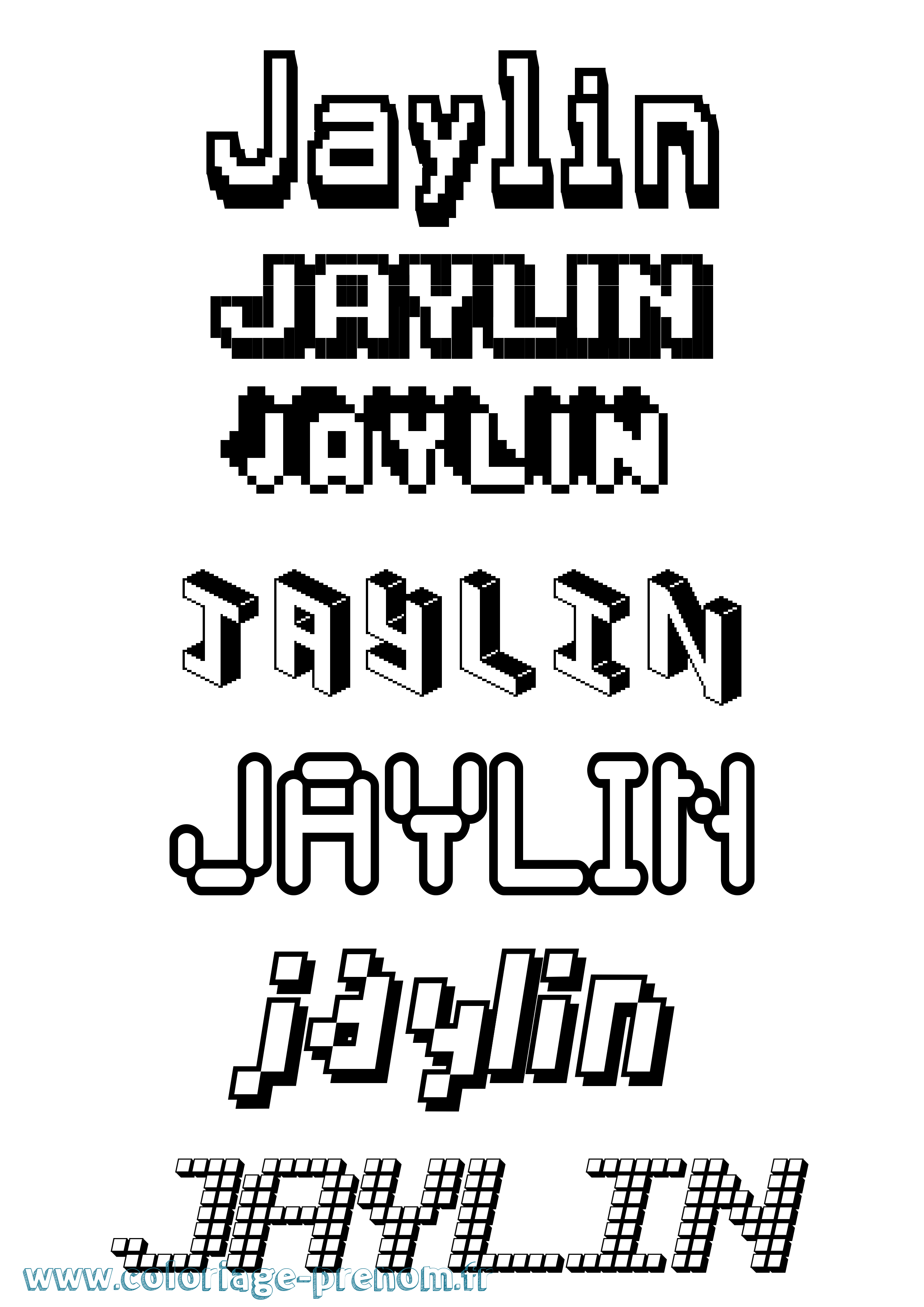 Coloriage prénom Jaylin Pixel