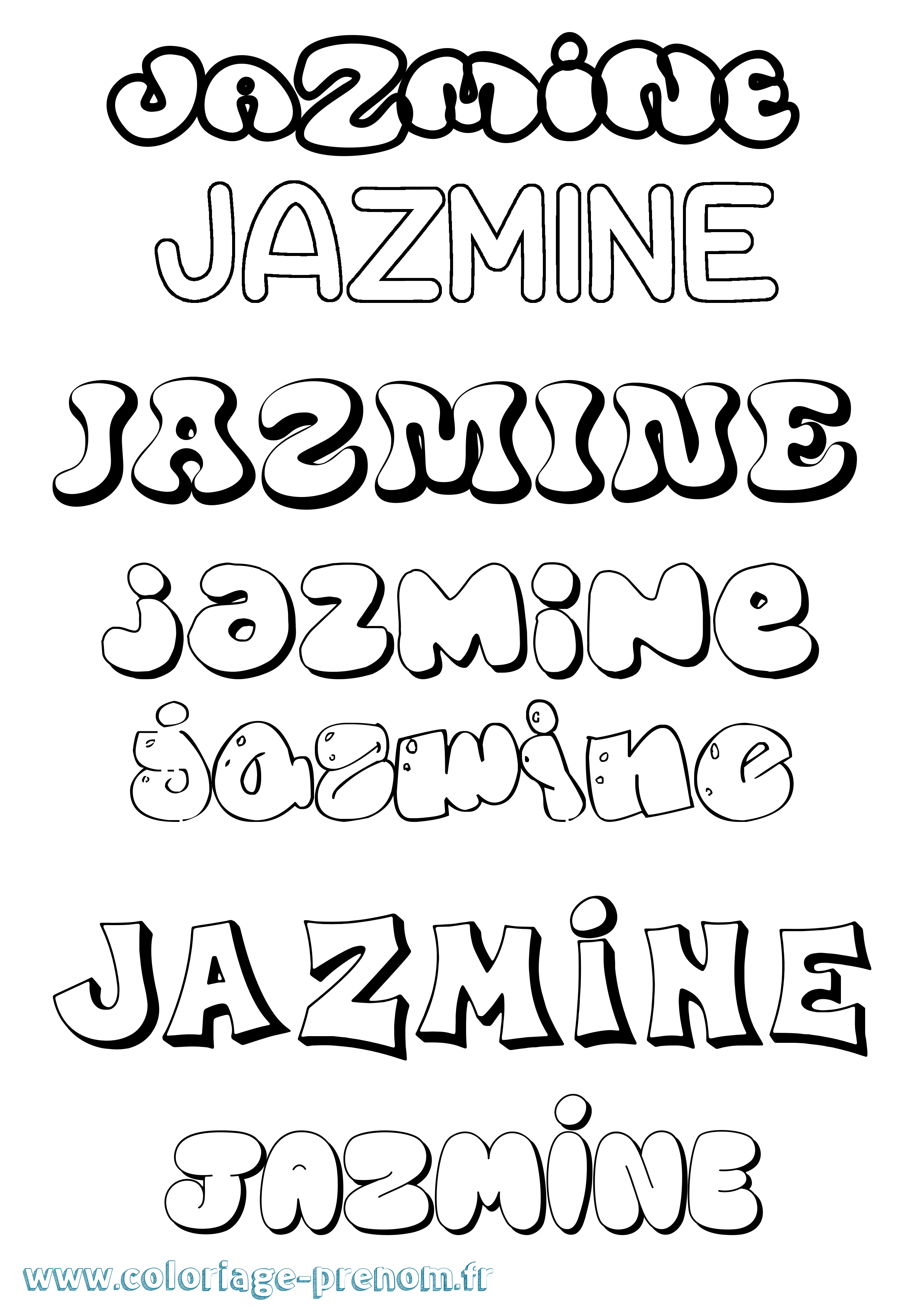 Coloriage Jazmine Bubble Coloriage prénom Jazmine Bubble
