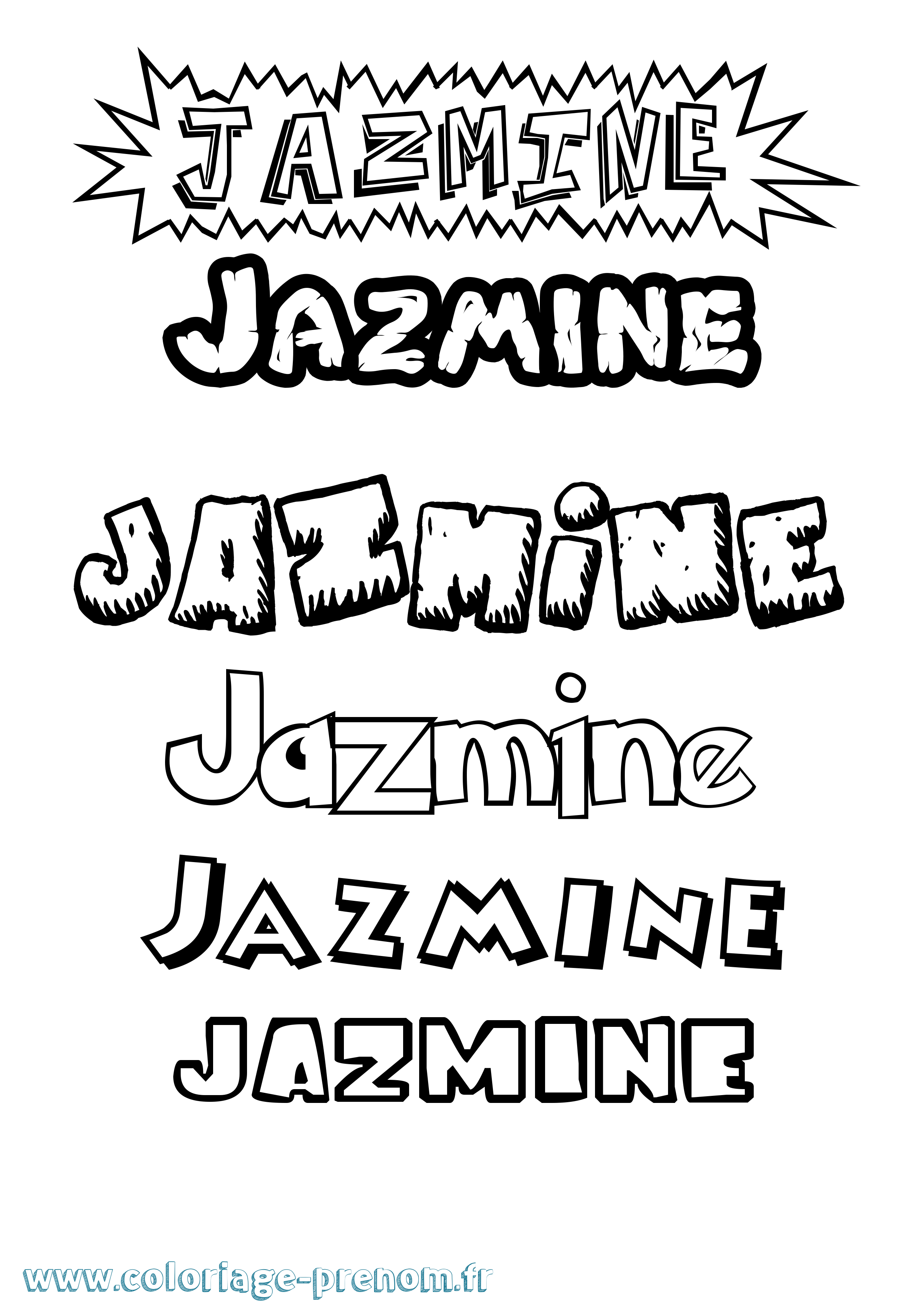 Coloriage Jazmine Dessin Animé Coloriage prénom Jazmine Dessin Animé