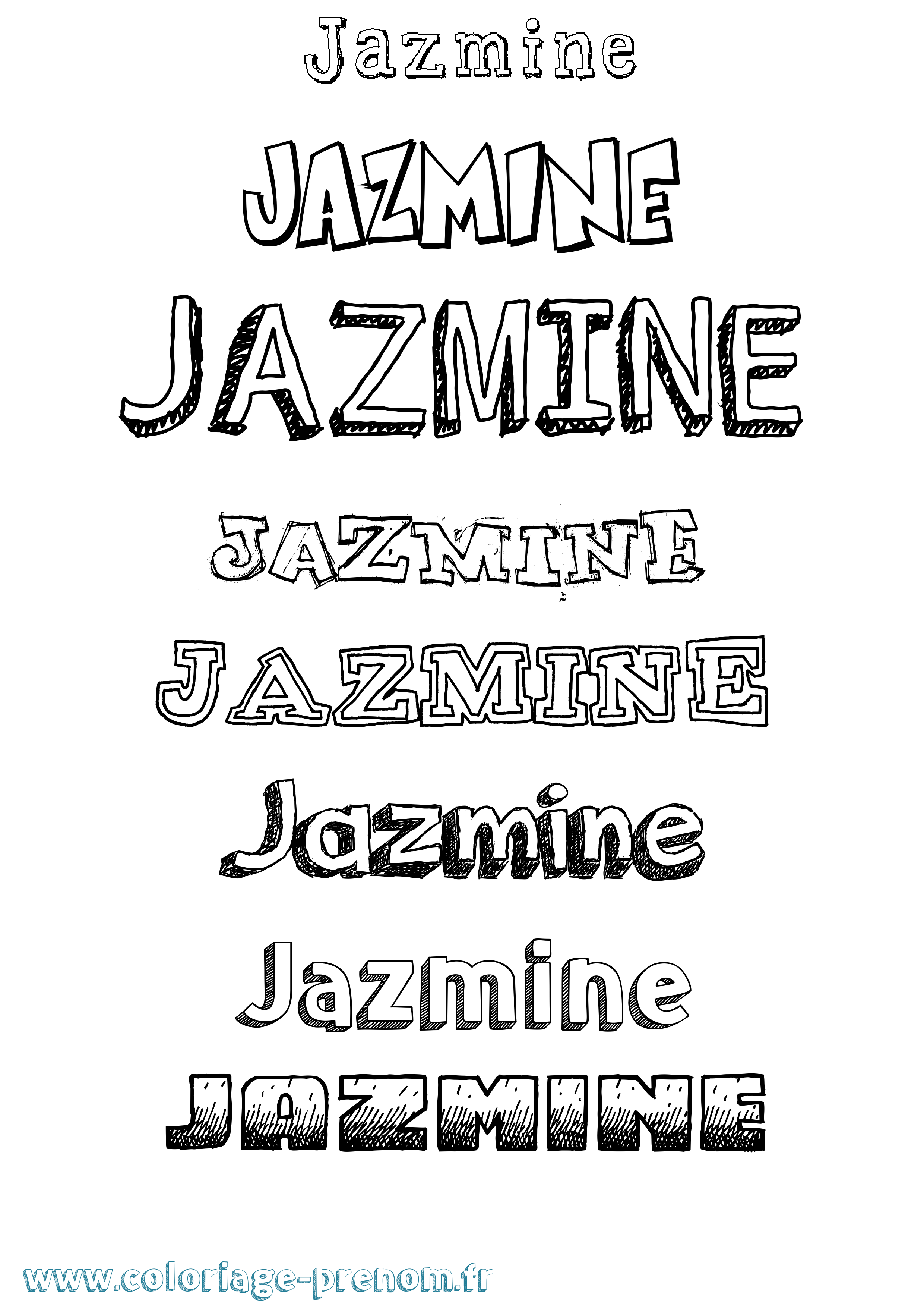 Coloriage Jazmine Dessiné Coloriage prénom Jazmine Dessiné