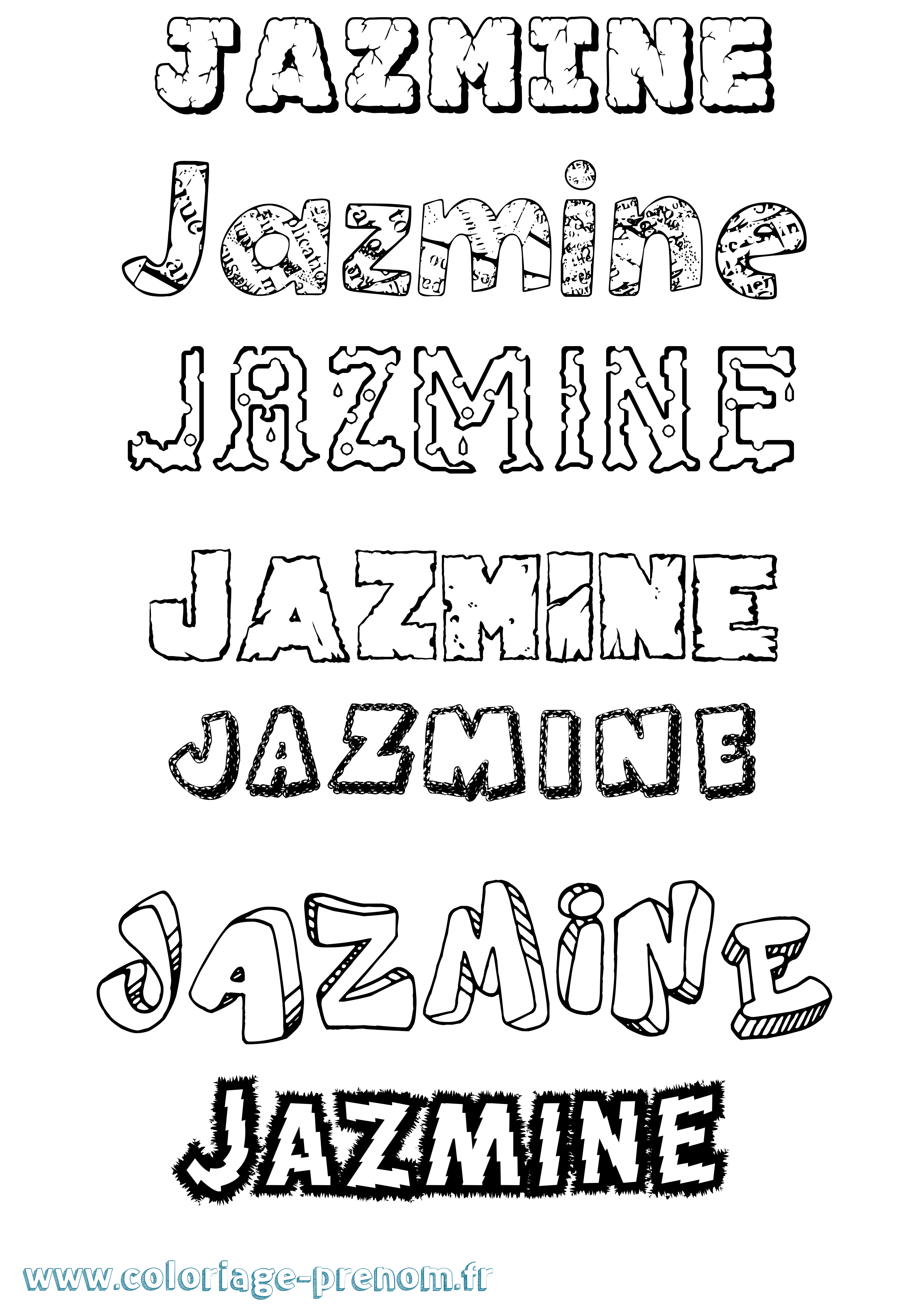 Coloriage Jazmine Destructuré Coloriage prénom Jazmine Destructuré
