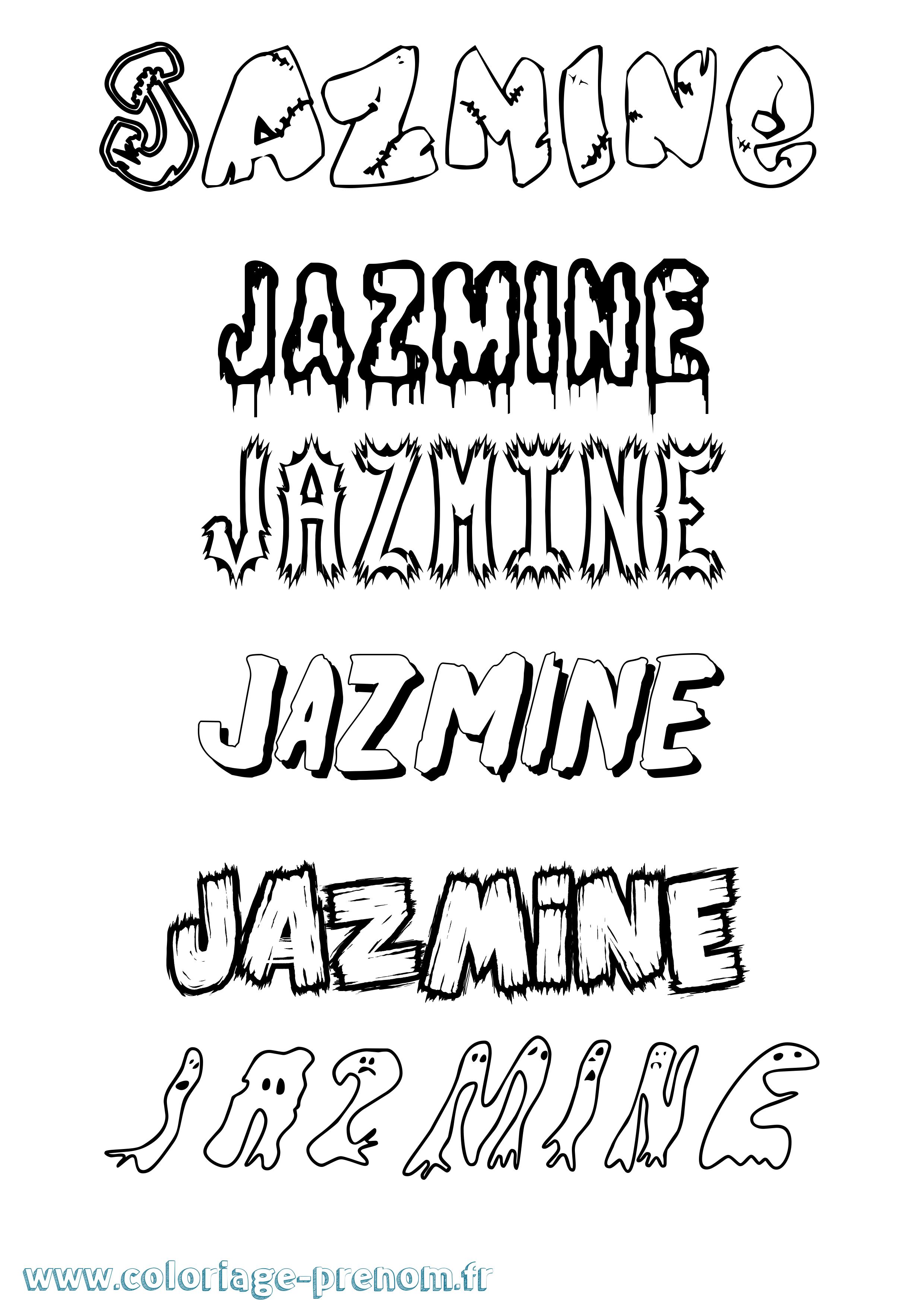 Coloriage Jazmine Frisson Coloriage prénom Jazmine Frisson