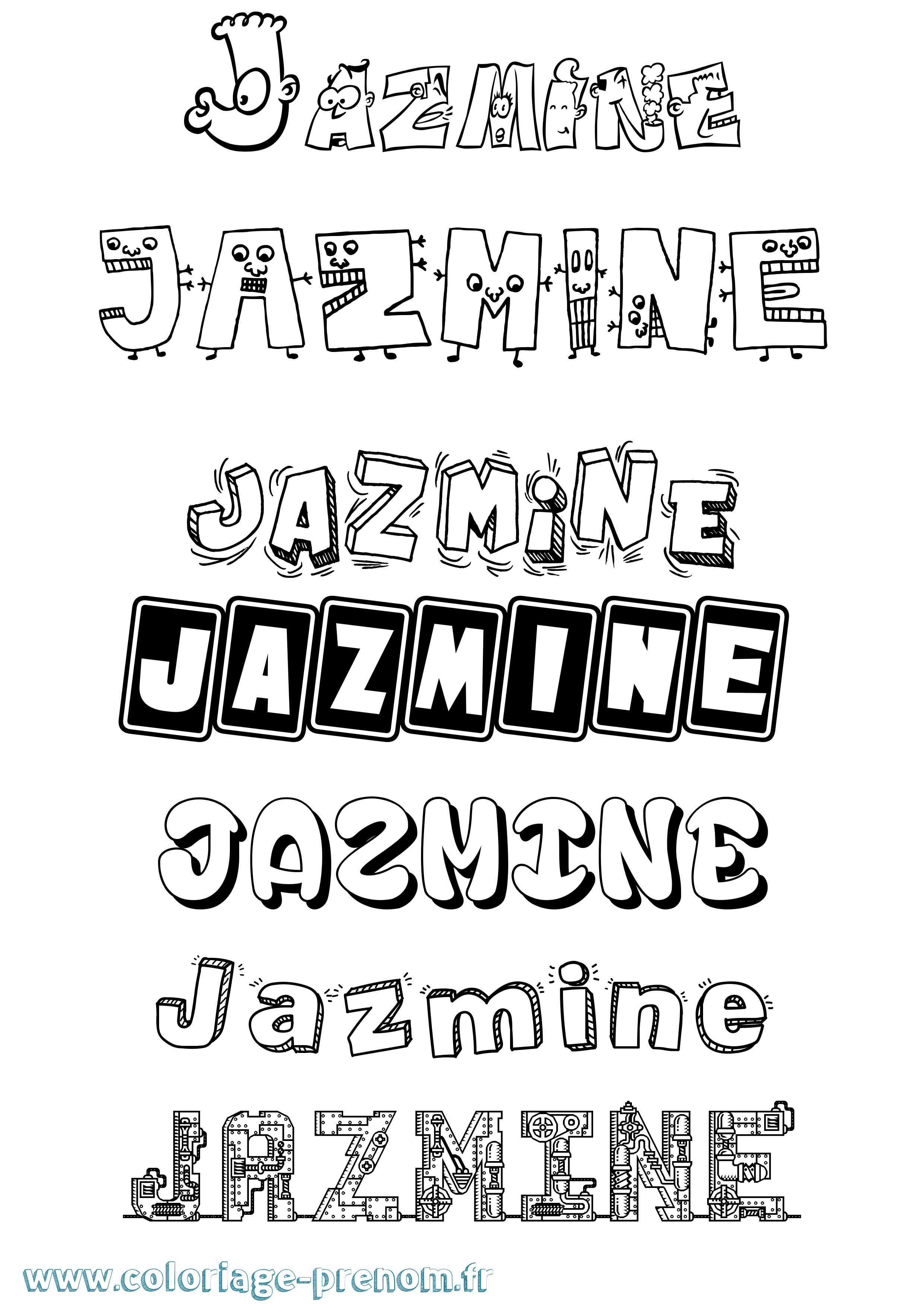 Coloriage Jazmine Fun Coloriage prénom Jazmine Fun