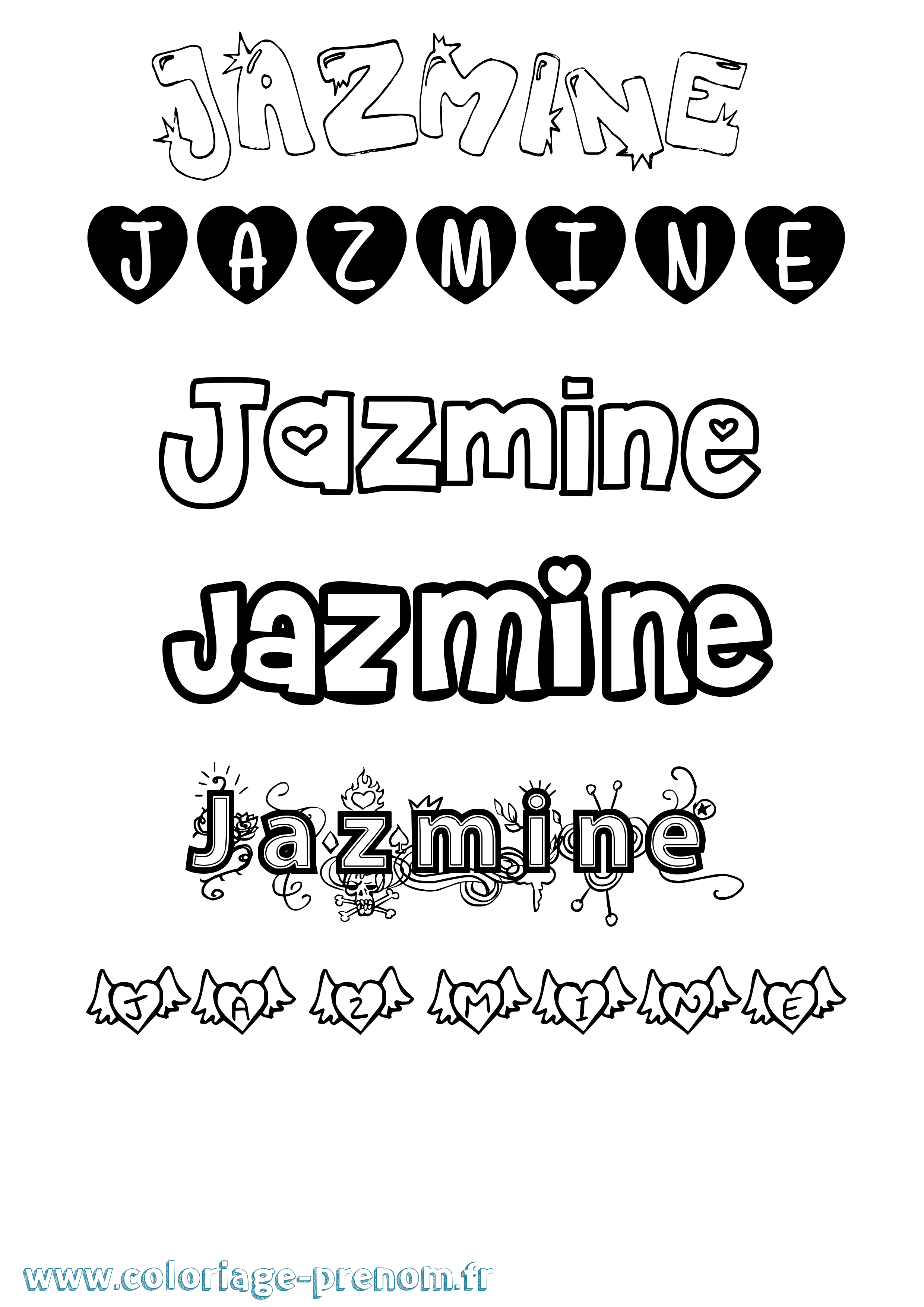 Coloriage Jazmine Girly Coloriage prénom Jazmine Girly