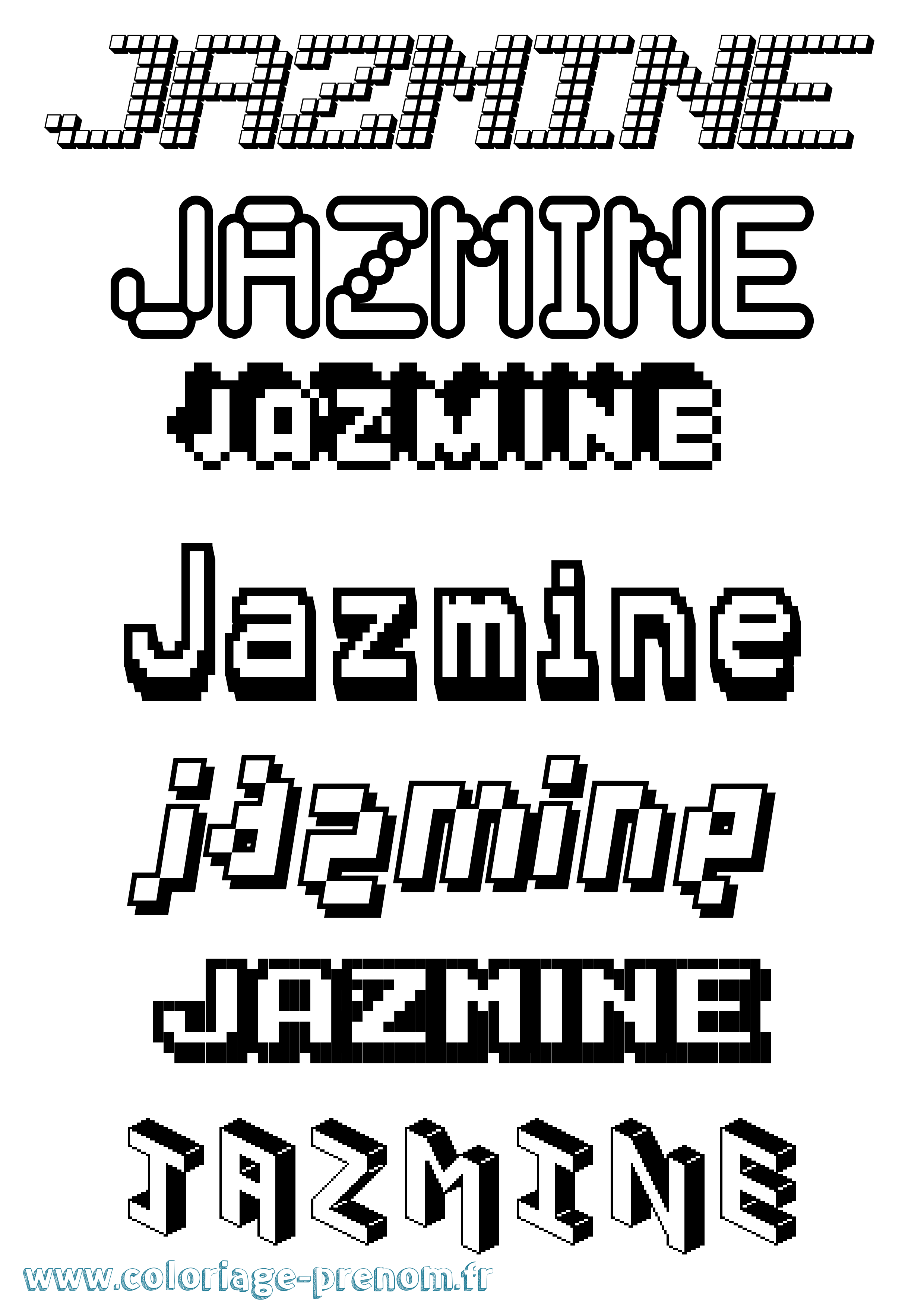Coloriage Jazmine Pixel Coloriage prénom Jazmine Pixel