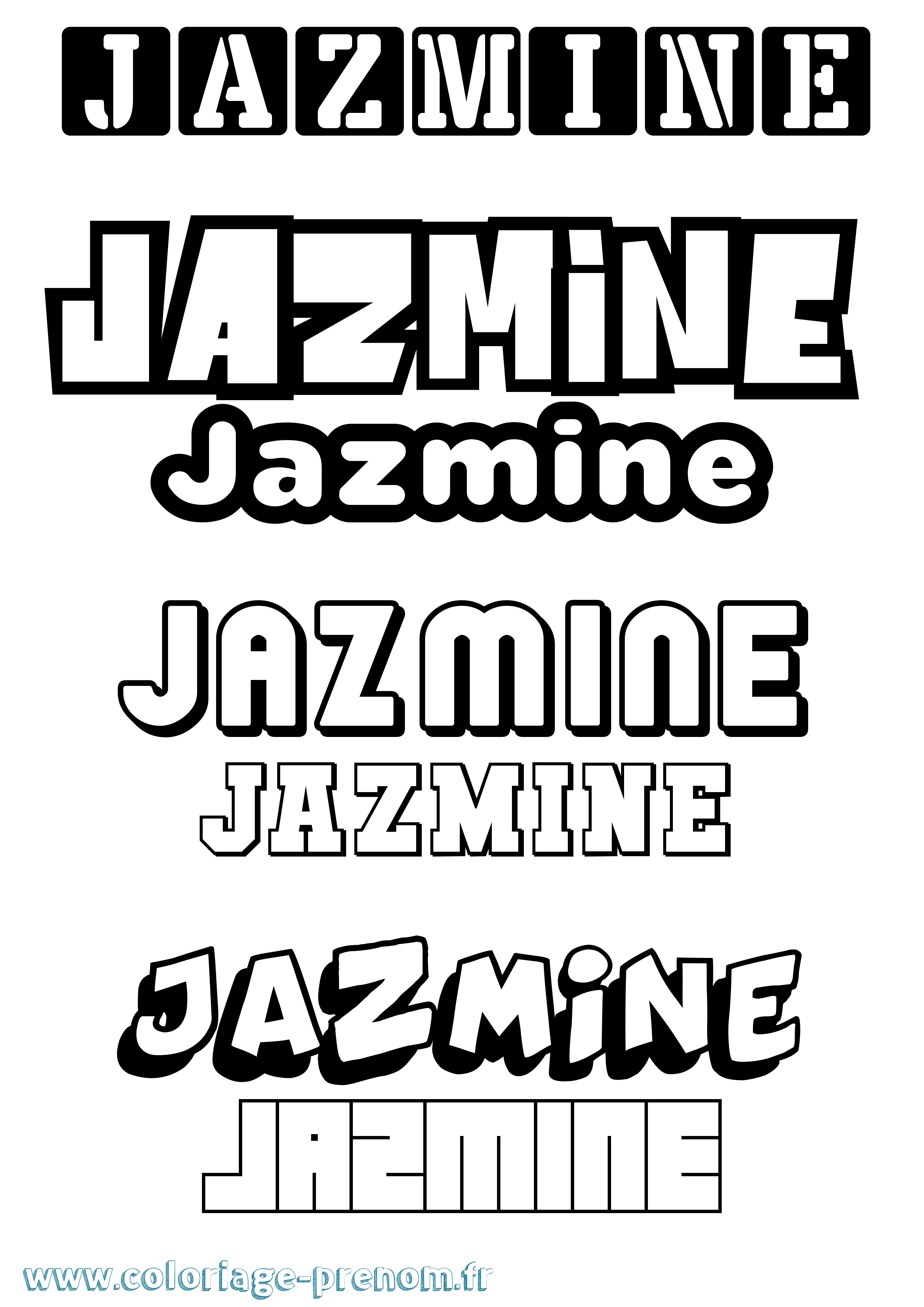 Coloriage Jazmine Simple Coloriage prénom Jazmine Simple