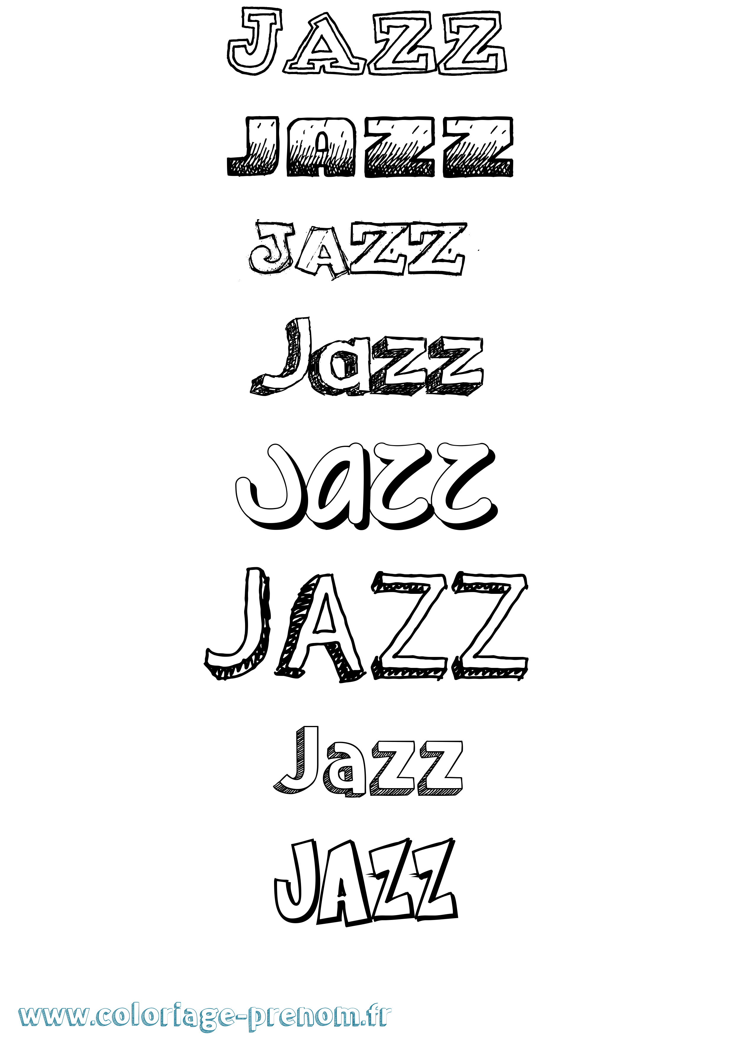 Coloriage prénom Jazz Dessiné