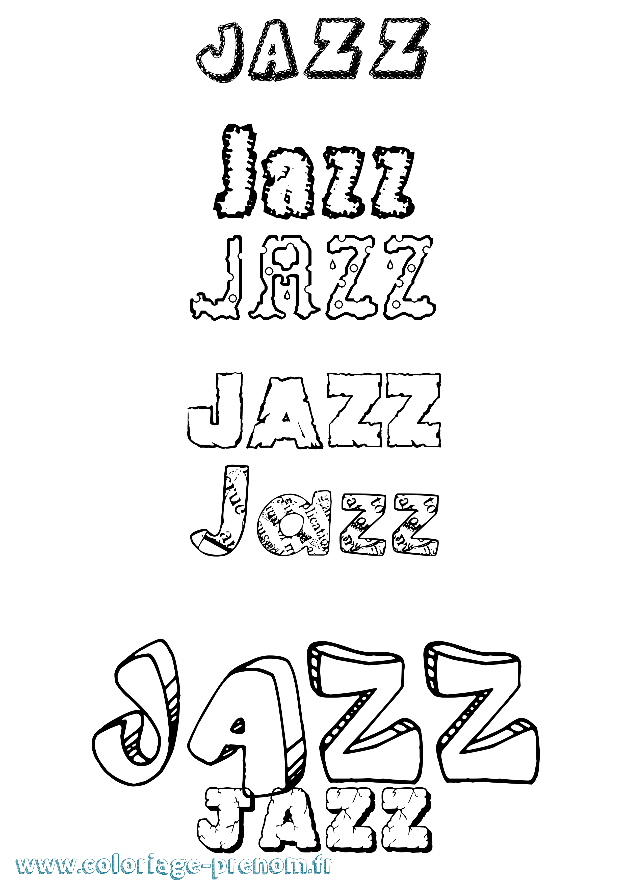 Coloriage prénom Jazz Destructuré