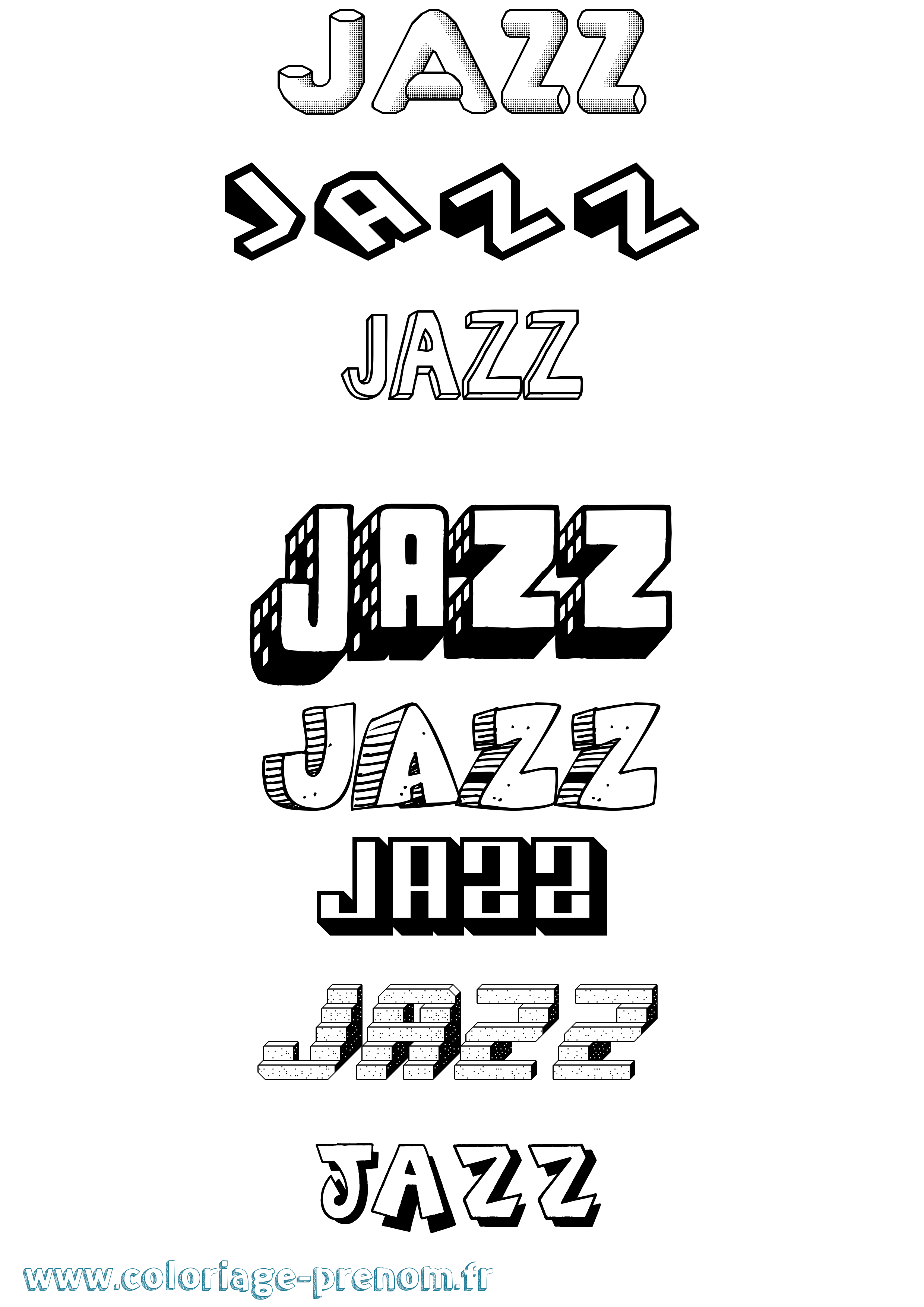 Coloriage prénom Jazz Effet 3D