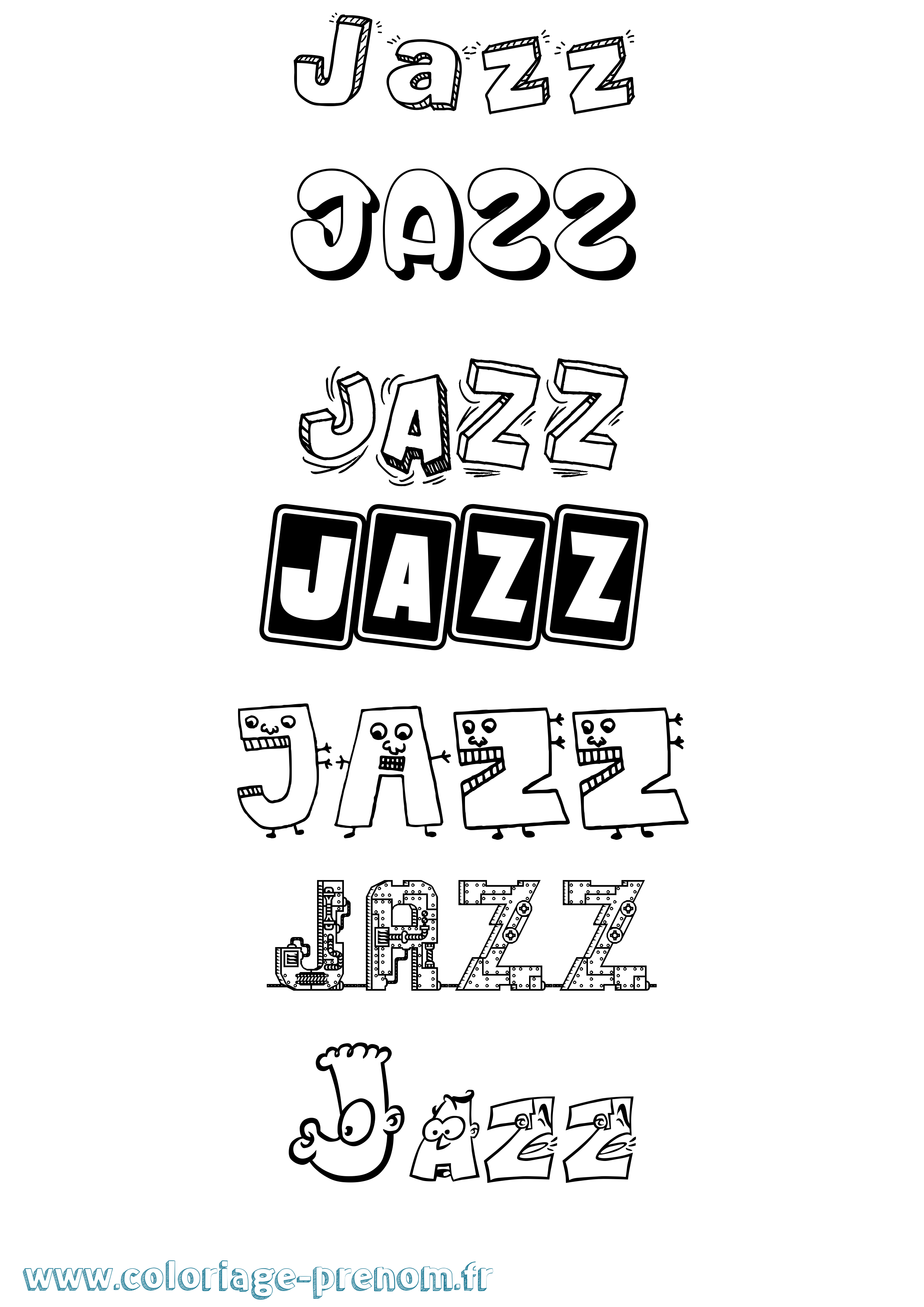 Coloriage prénom Jazz Fun