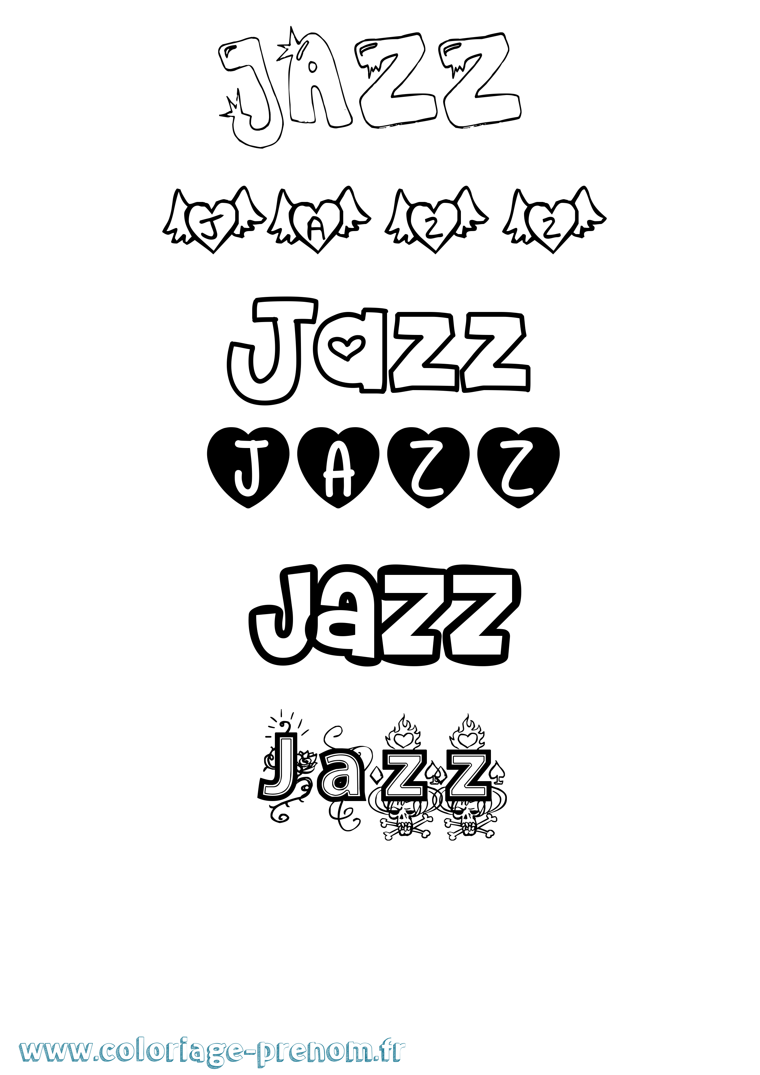 Coloriage prénom Jazz Girly
