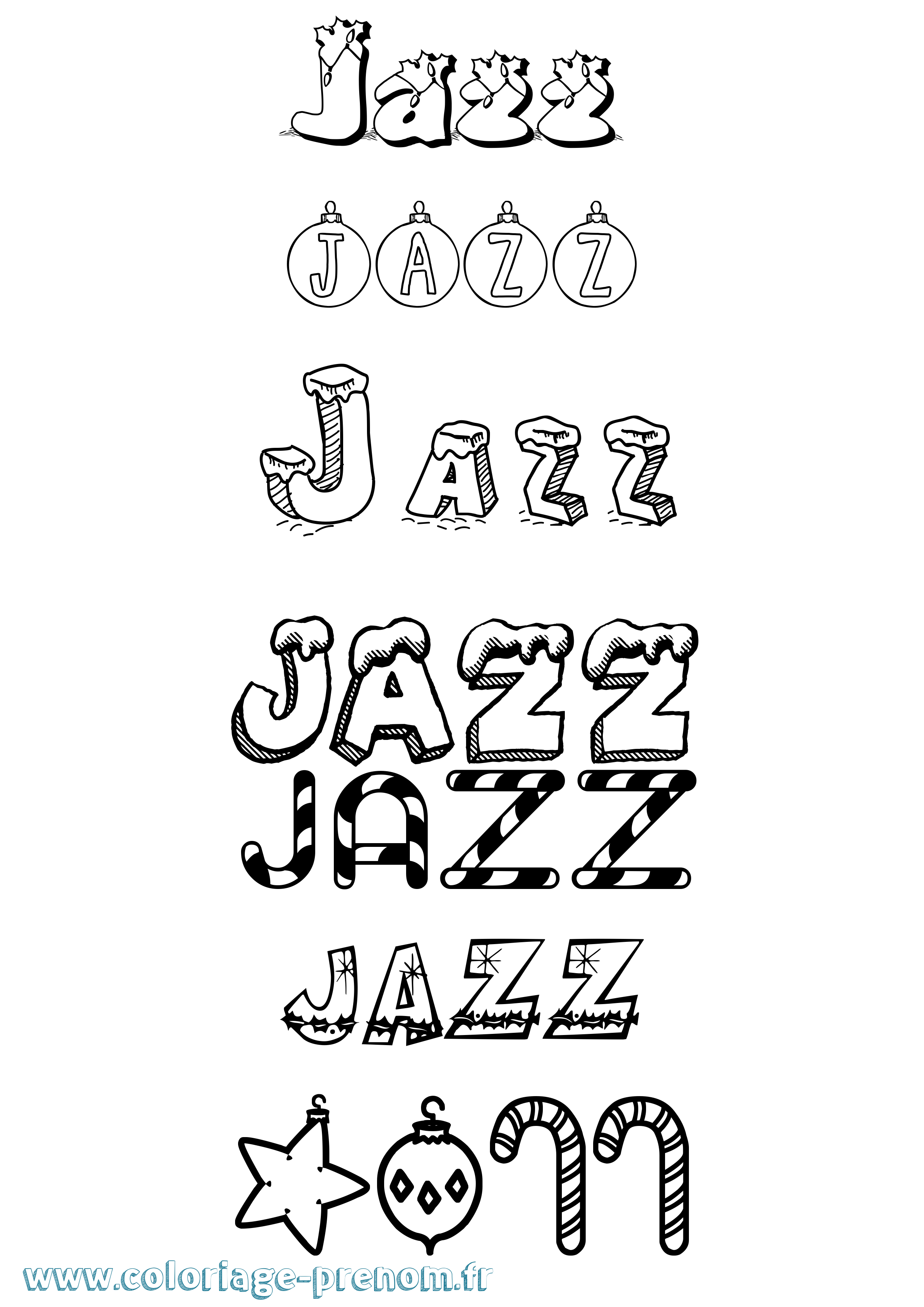 Coloriage prénom Jazz Noël