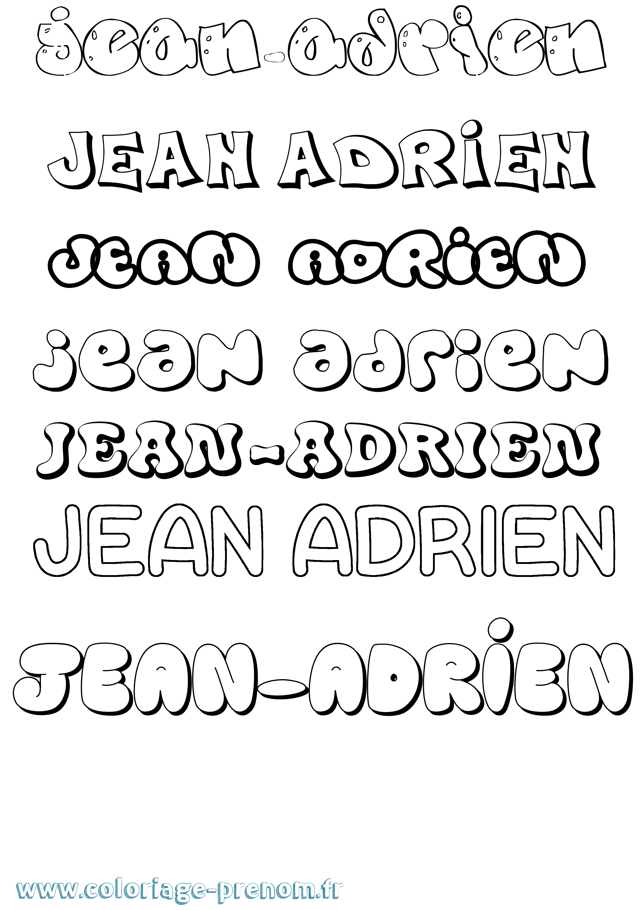 Coloriage prénom Jean-Adrien Bubble