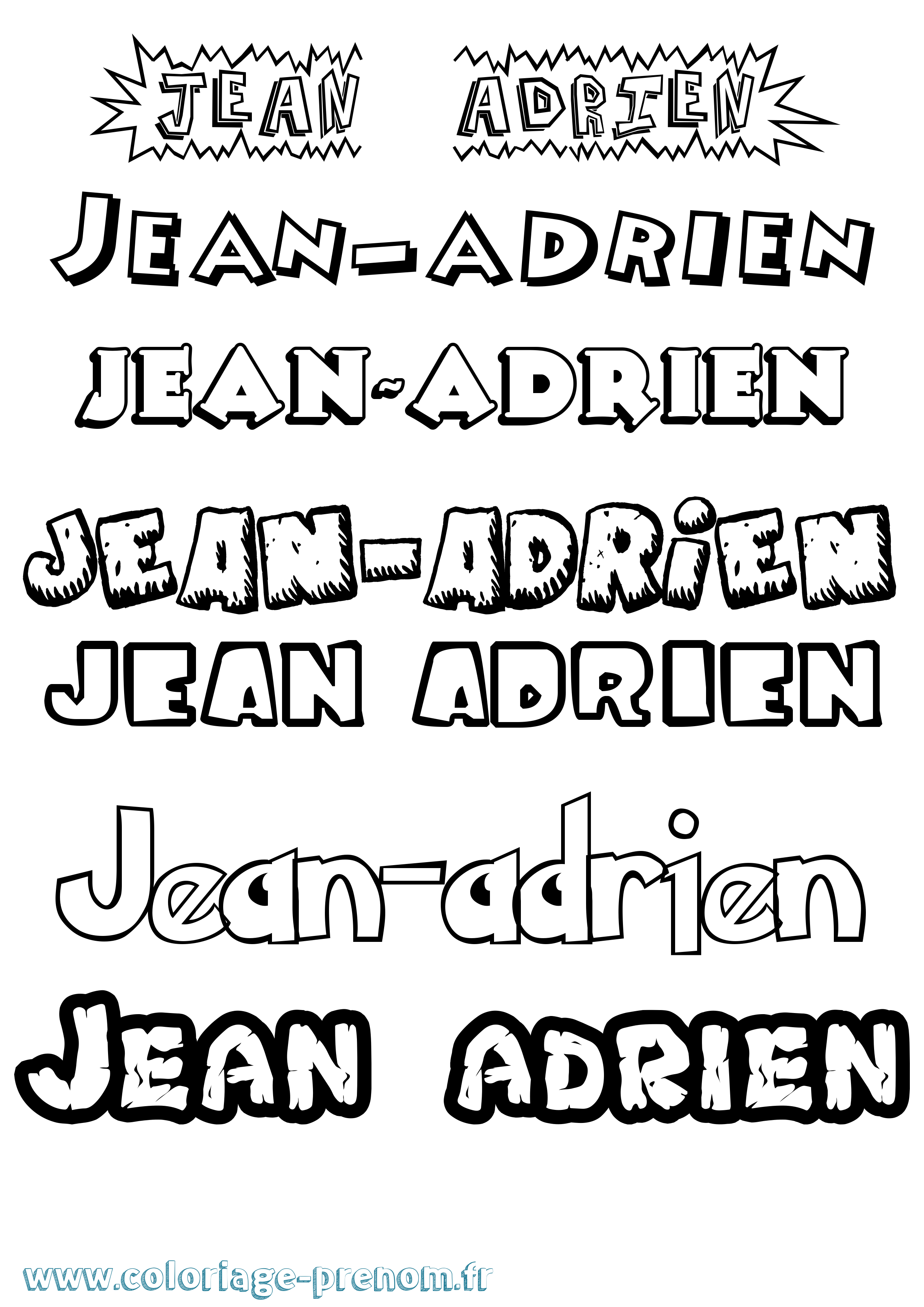 Coloriage prénom Jean-Adrien Dessin Animé