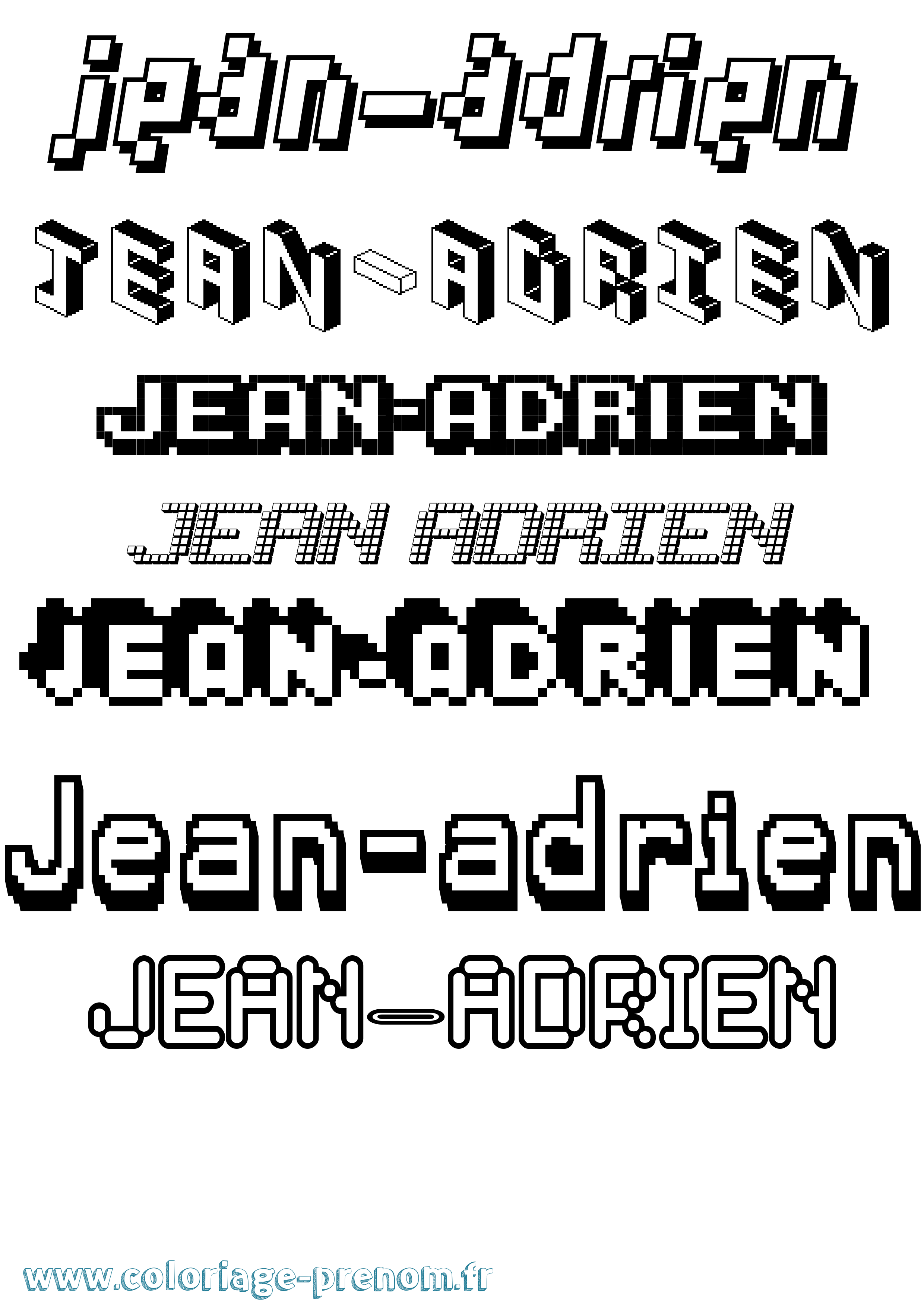 Coloriage prénom Jean-Adrien Pixel