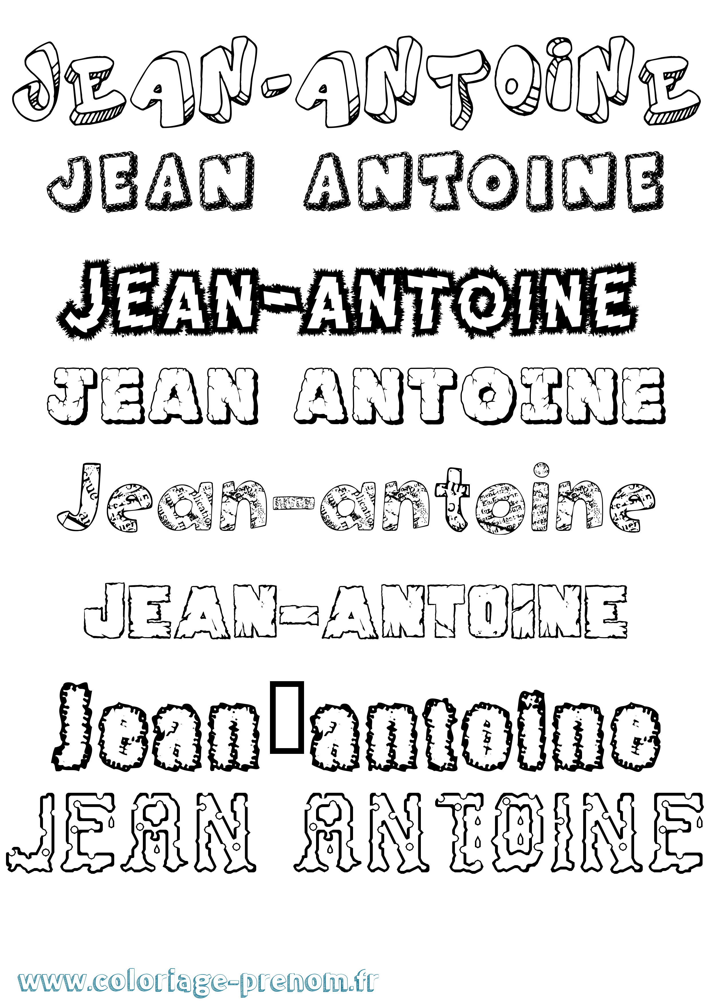 Coloriage Jean-Antoine Destructuré Coloriage prénom Jean-Antoine Destructuré