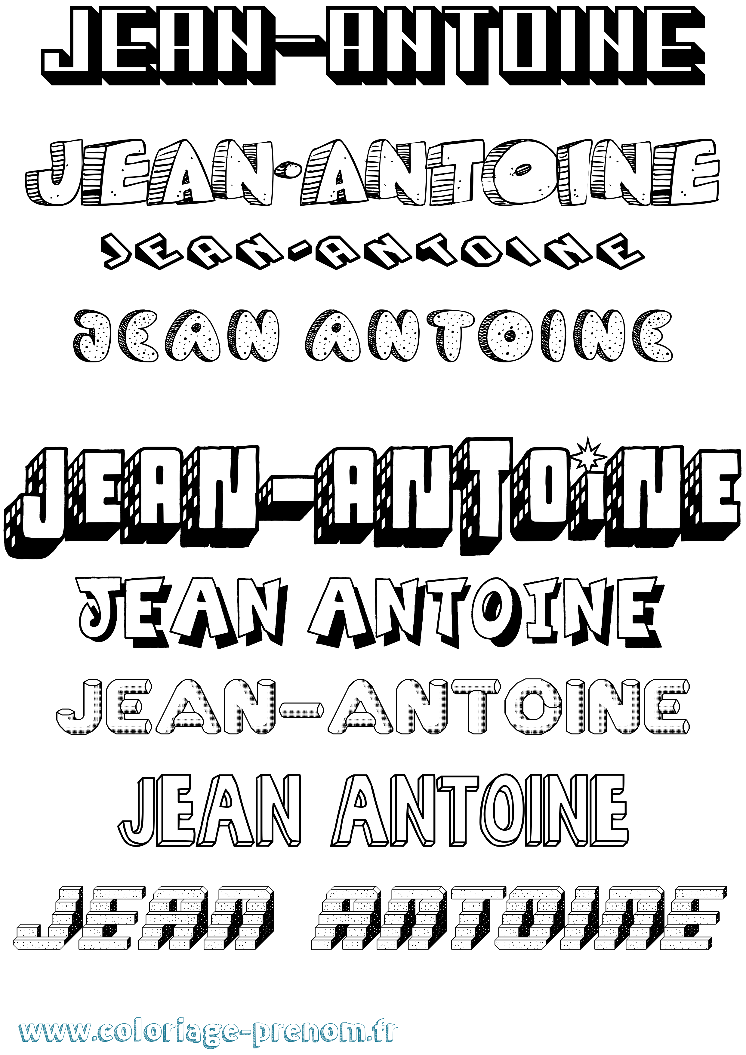 Coloriage Jean-Antoine Effet 3D Coloriage prénom Jean-Antoine Effet 3D