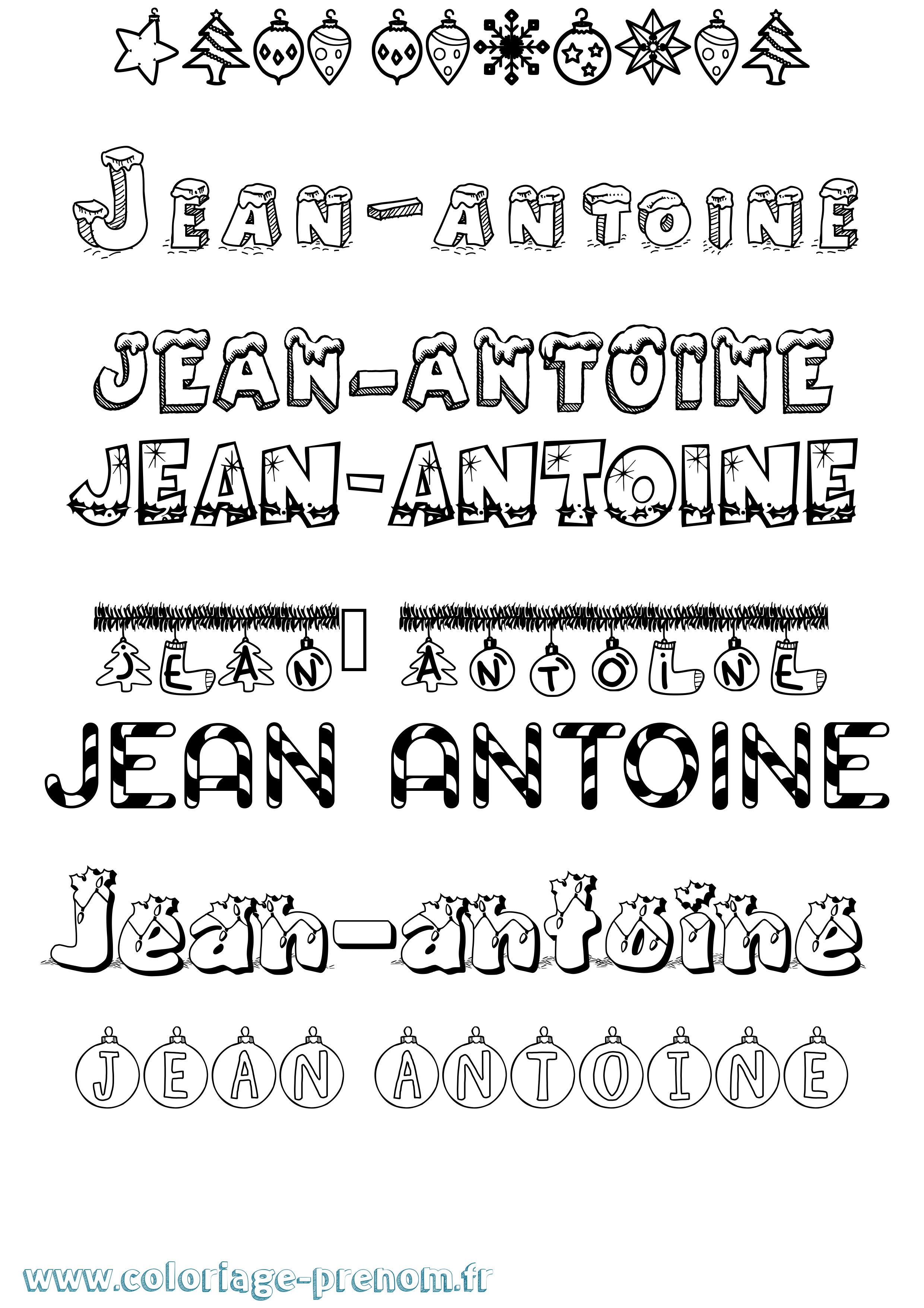 Coloriage Jean-Antoine Noël Coloriage prénom Jean-Antoine Noël