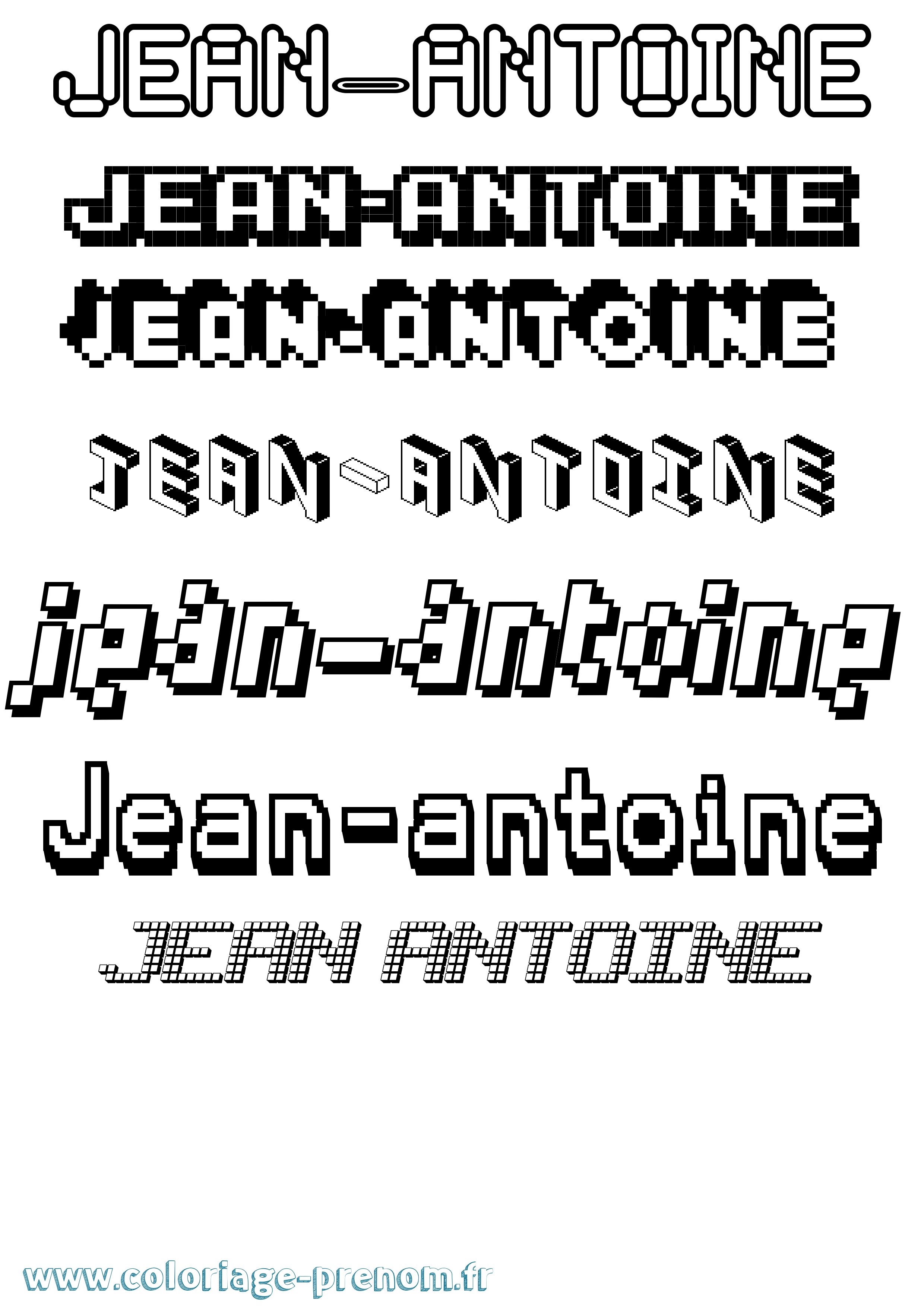 Coloriage Jean-Antoine Pixel Coloriage prénom Jean-Antoine Pixel
