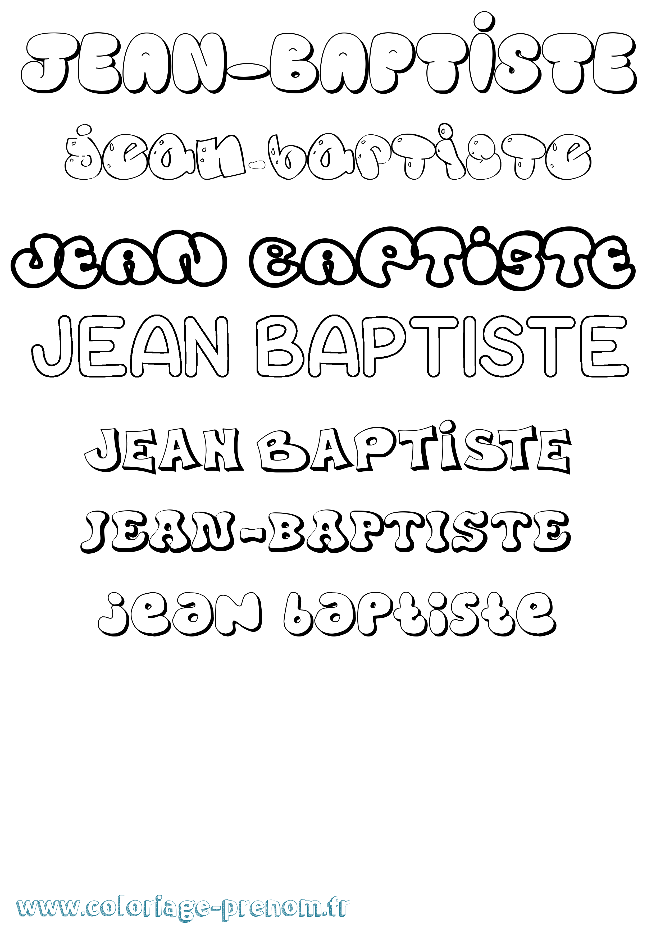 Coloriage prénom Jean-Baptiste Bubble