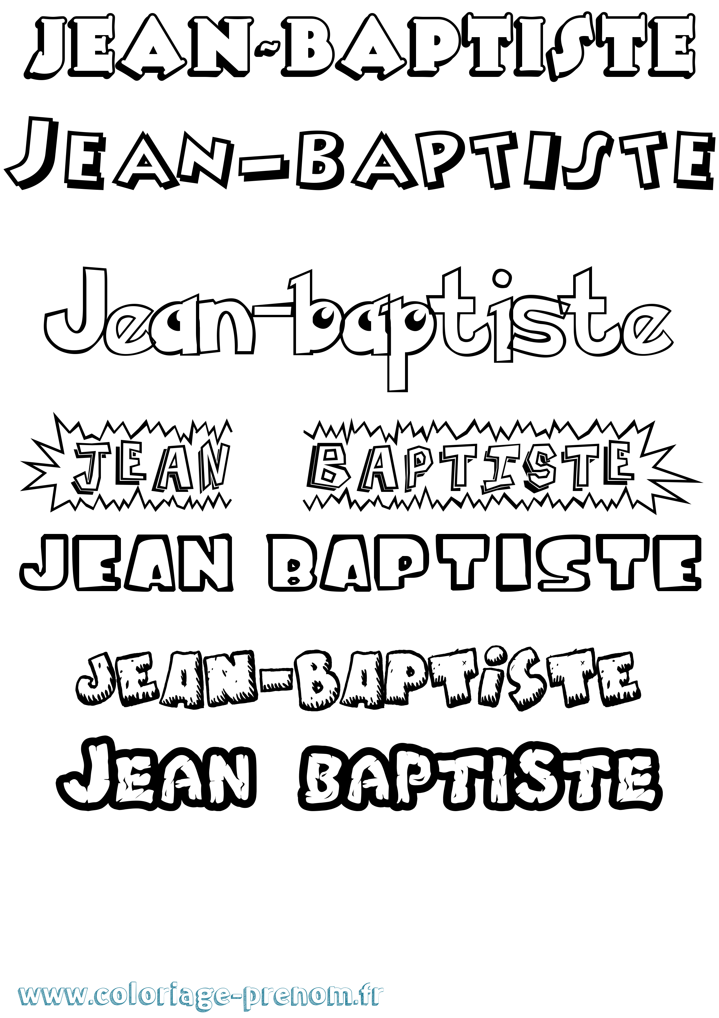Coloriage prénom Jean-Baptiste Dessin Animé