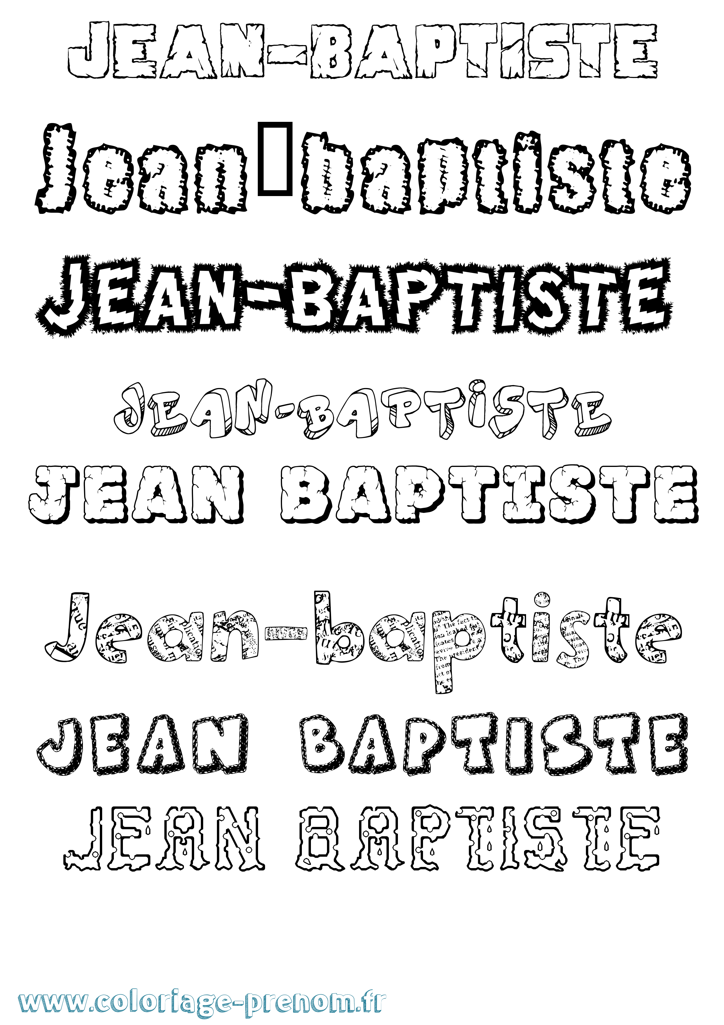 Coloriage prénom Jean-Baptiste Destructuré