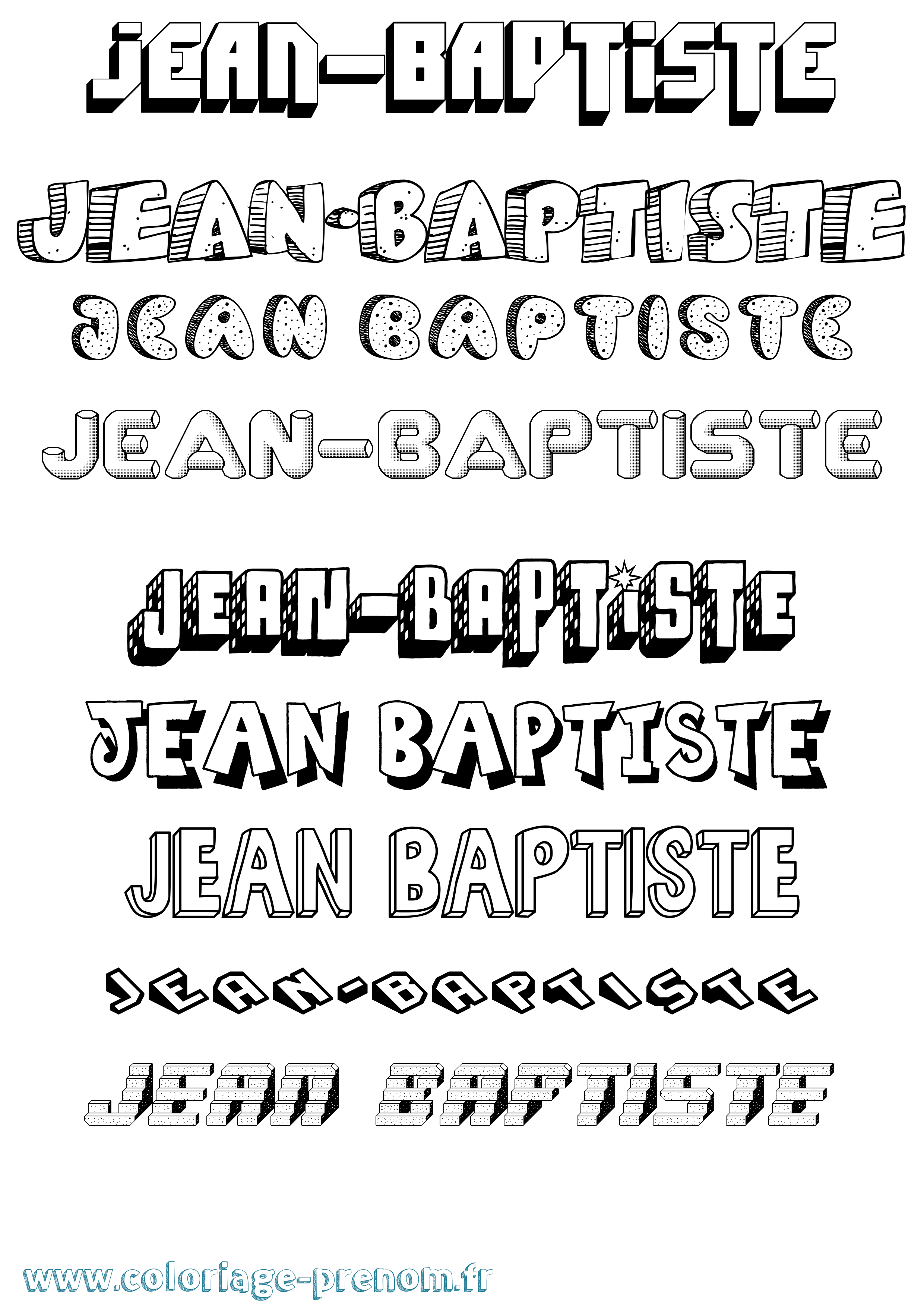 Coloriage prénom Jean-Baptiste Effet 3D