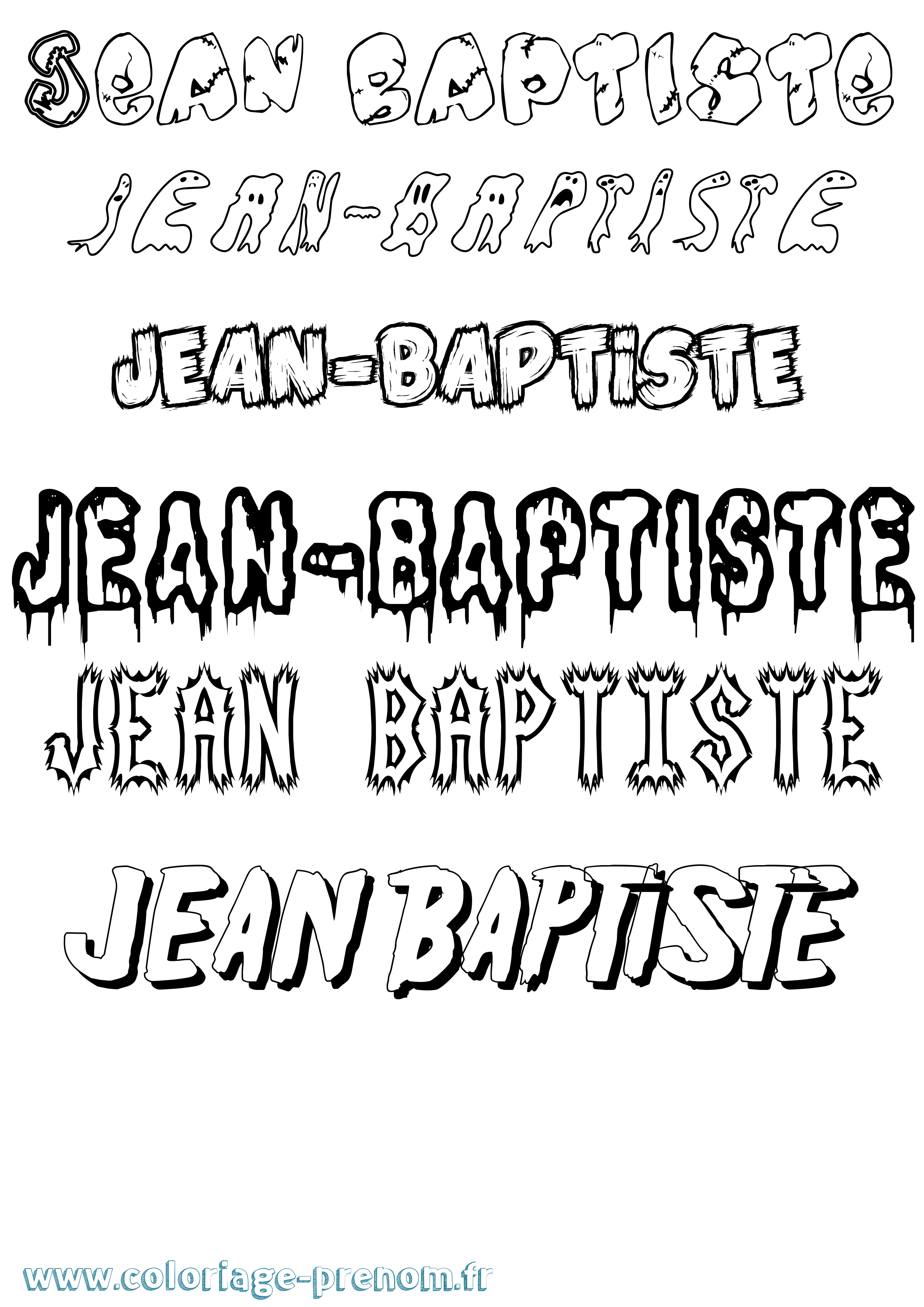 Coloriage prénom Jean-Baptiste Frisson
