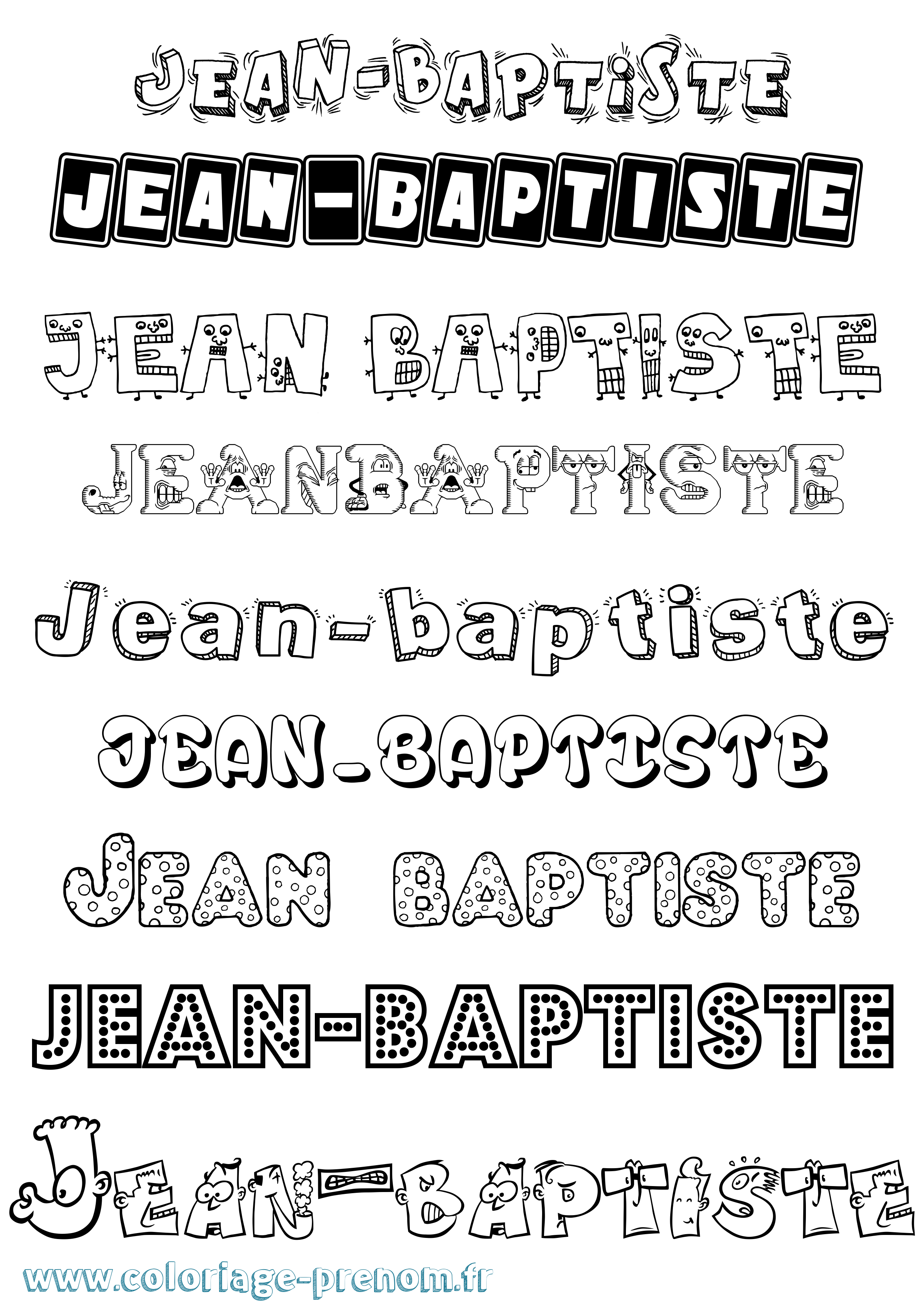 Coloriage prénom Jean-Baptiste Fun