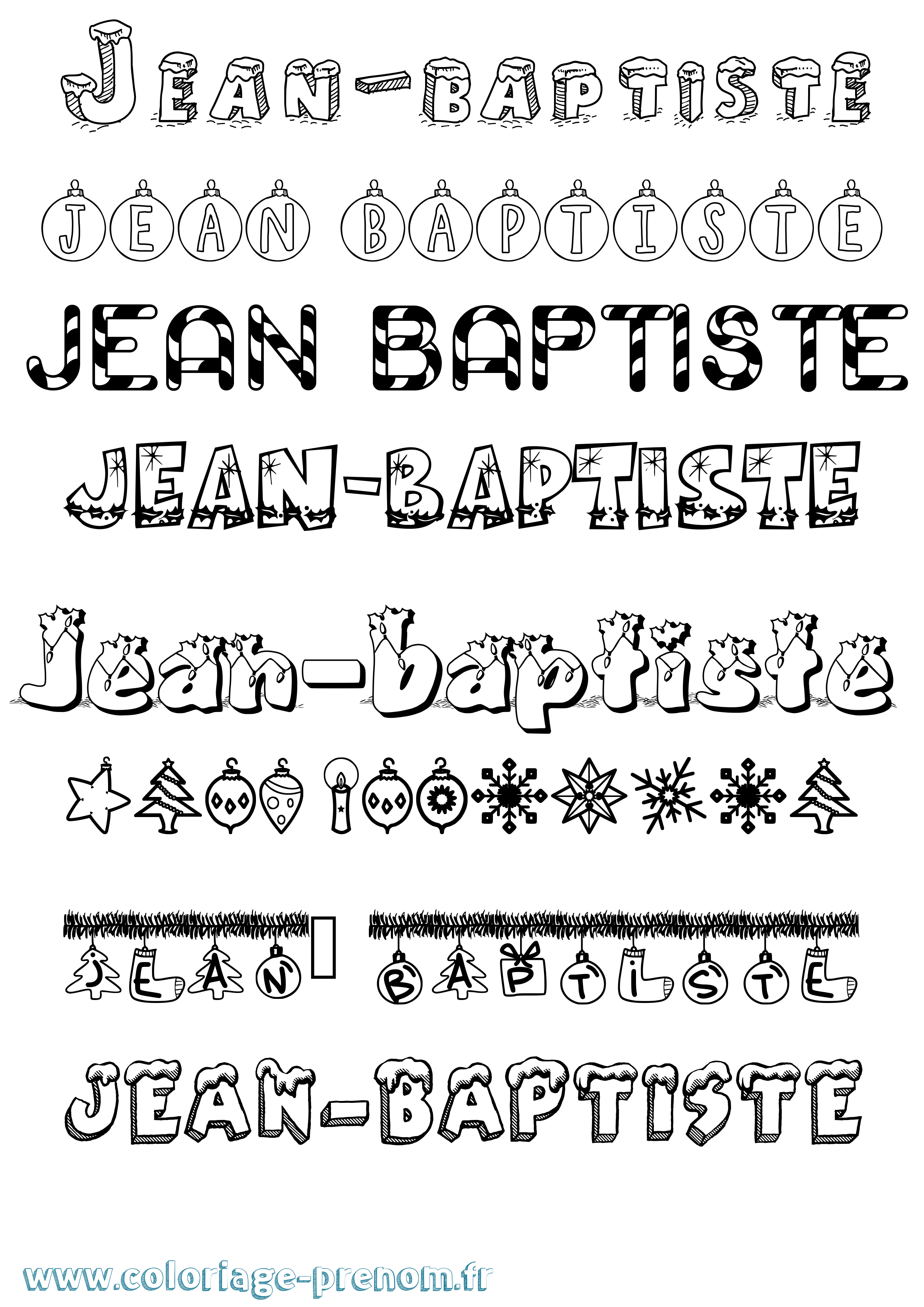 Coloriage prénom Jean-Baptiste Noël