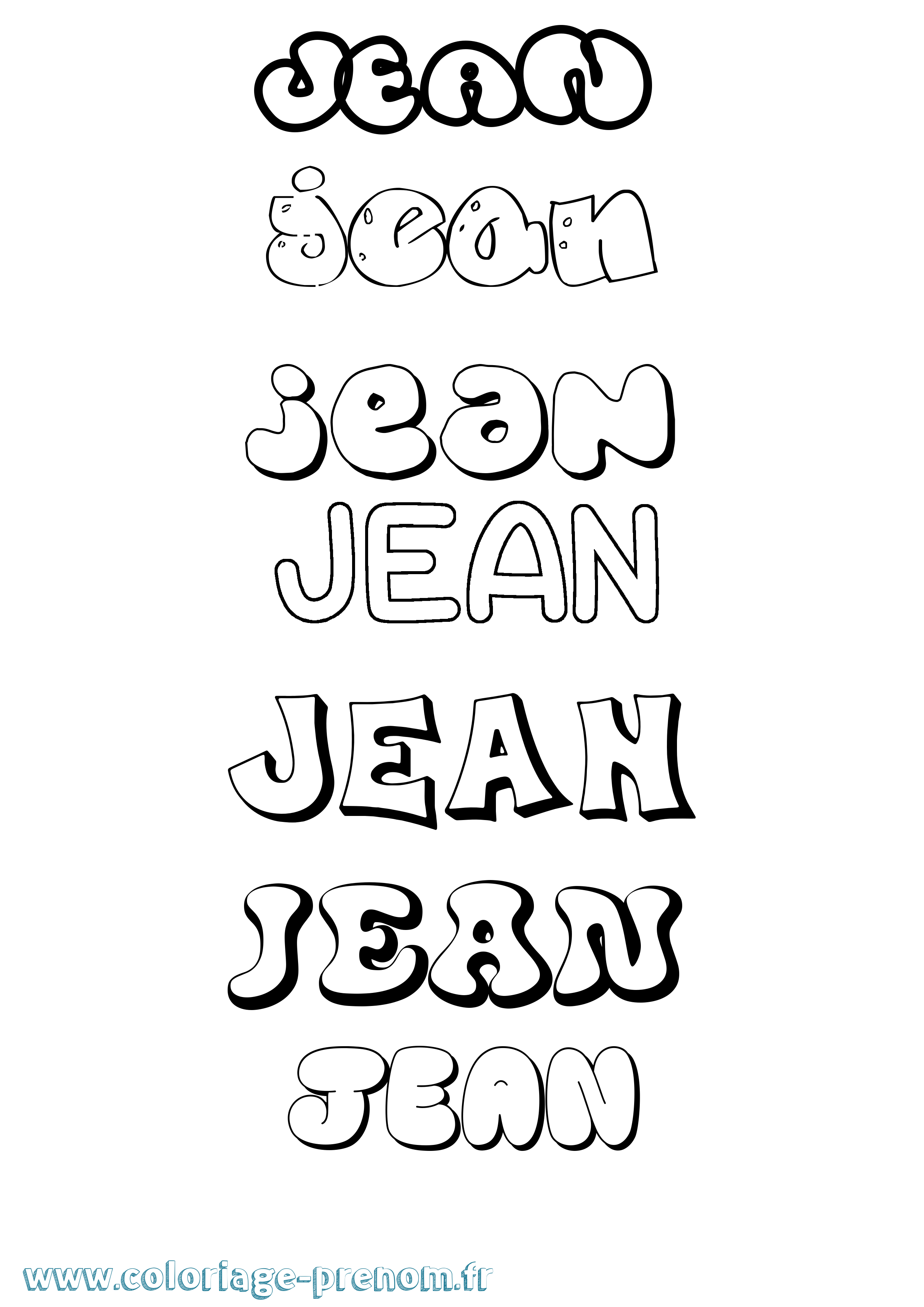 Coloriage prénom Jean Bubble