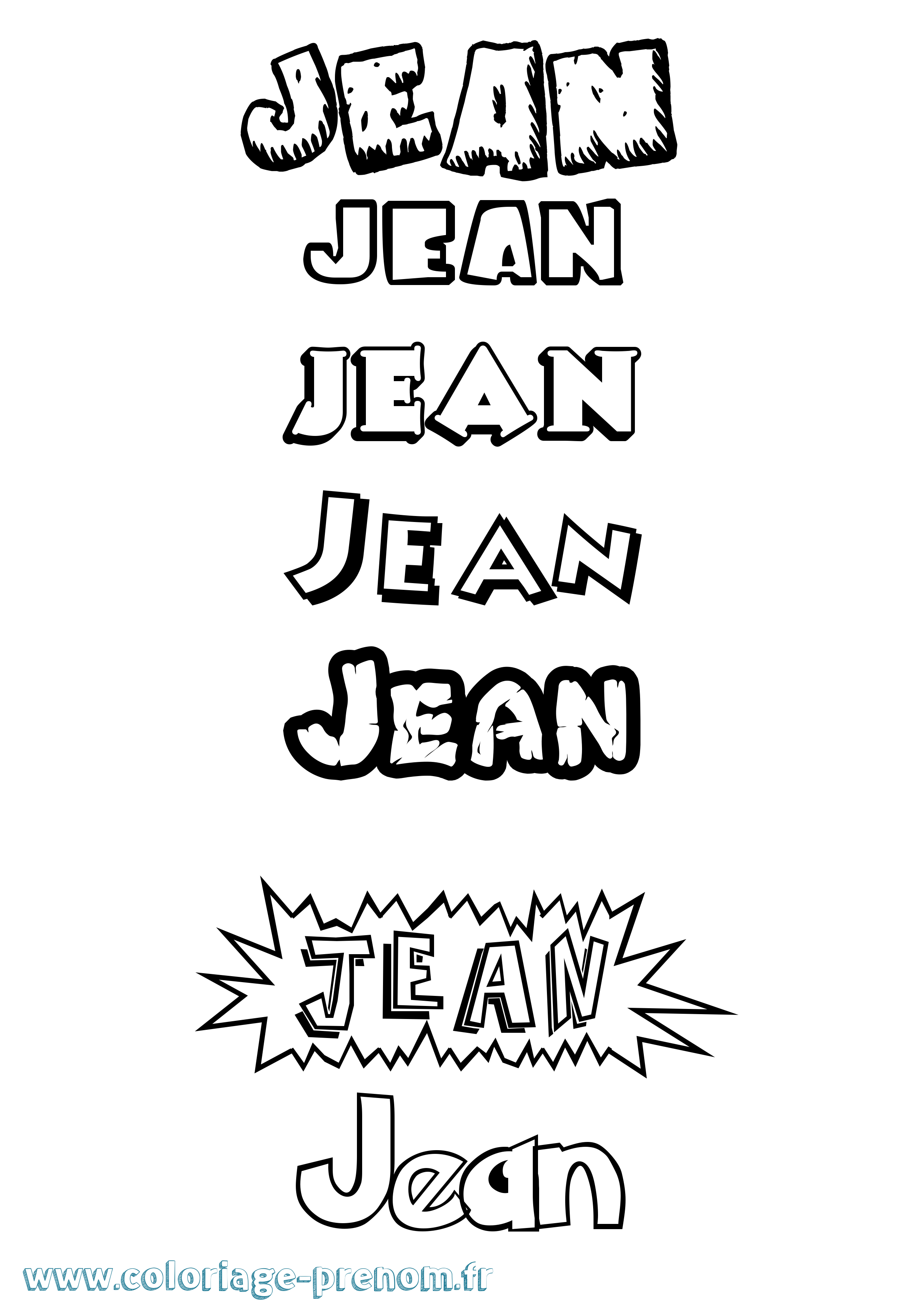 Coloriage prénom Jean Dessin Animé