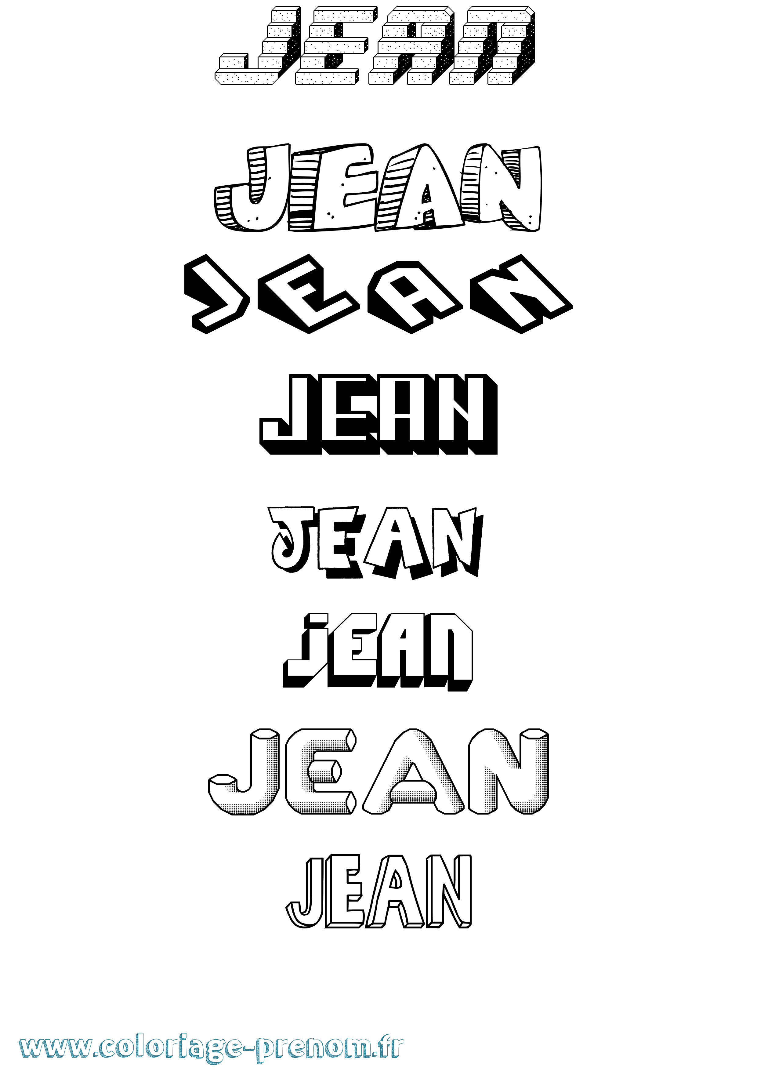 Coloriage prénom Jean Effet 3D