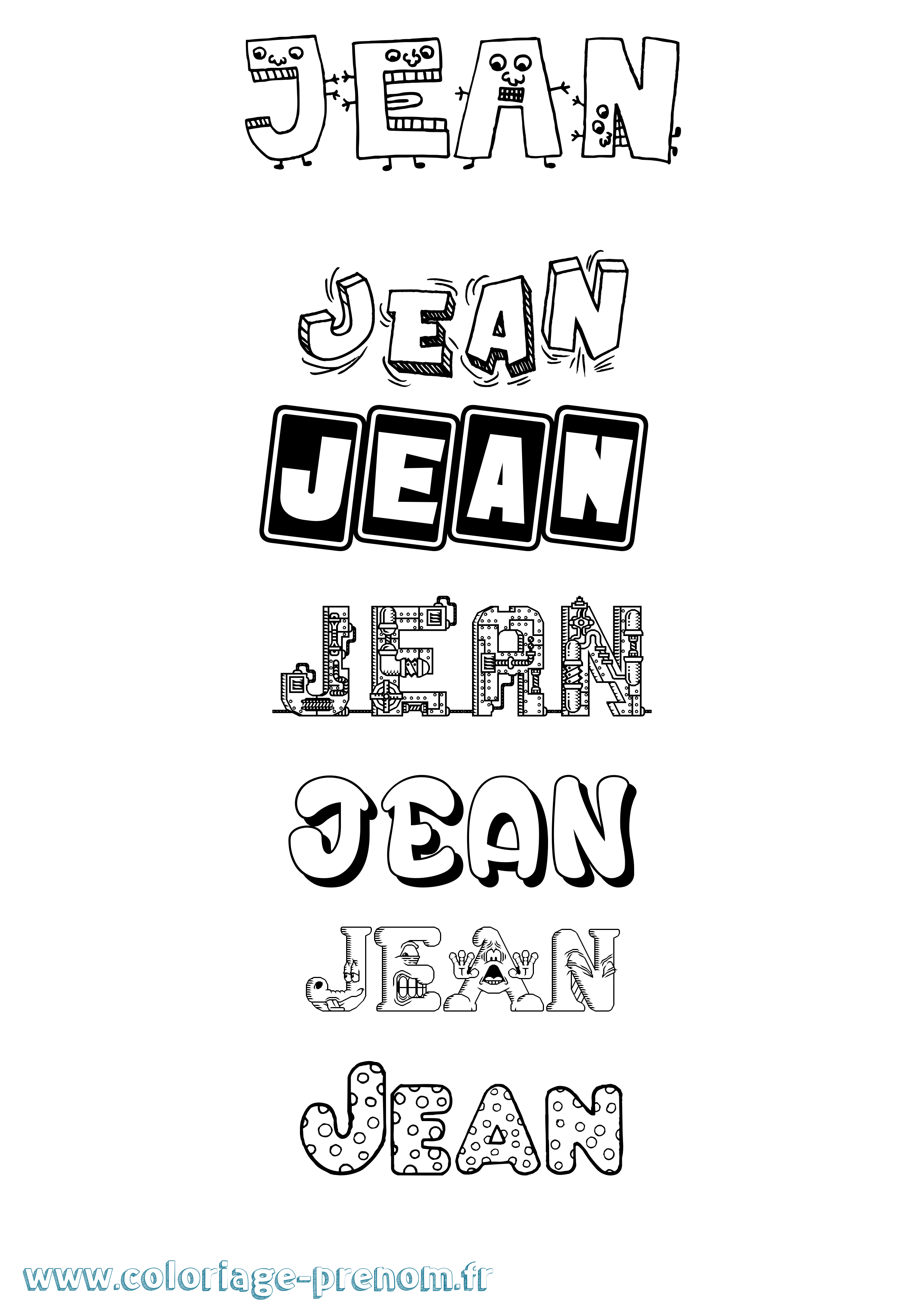 Coloriage prénom Jean Fun