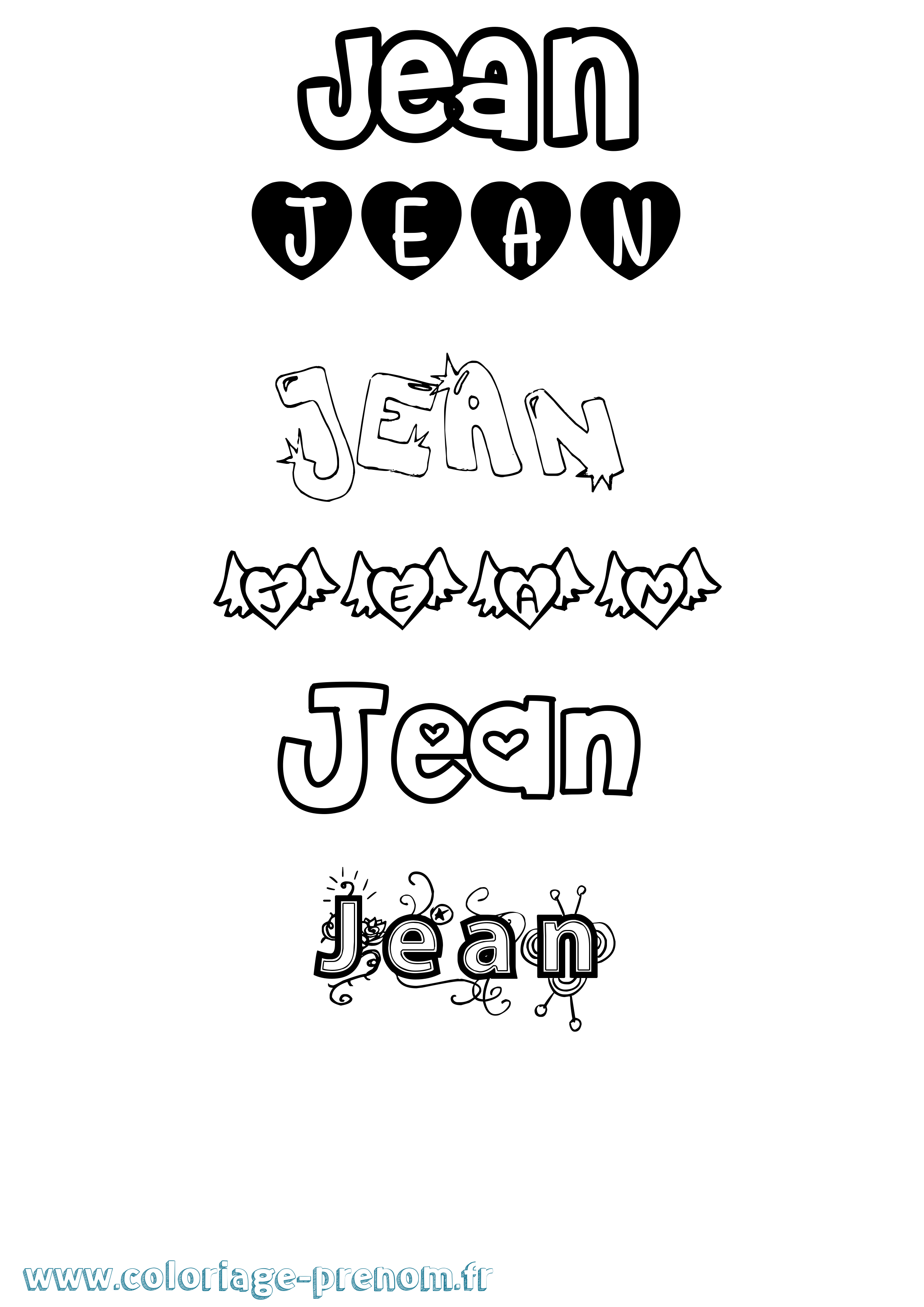 Coloriage prénom Jean Girly